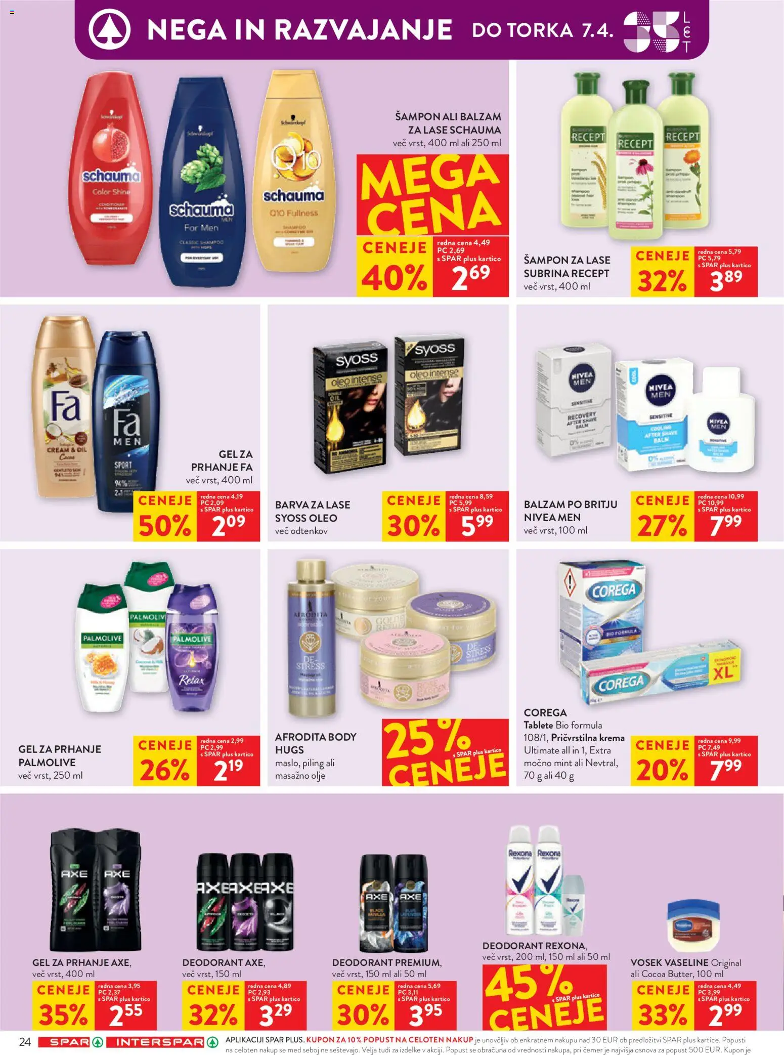 Novi Spar katalog ponudbe – veljaven od 01.04.2026 | Stran: 30 | Izdelki: Gel za prhanje, Balzam za lase, Piling, Olje