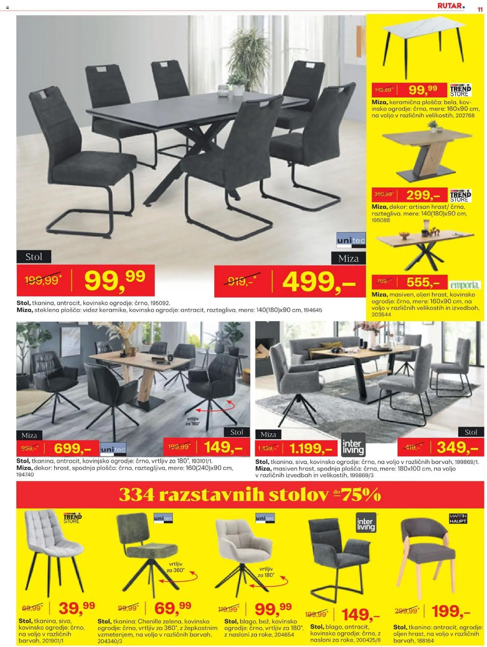 Novi Rutar katalog ponudbe – veljaven od 29.12.2025 | Stran: 11 | Izdelki: Miza, Stol