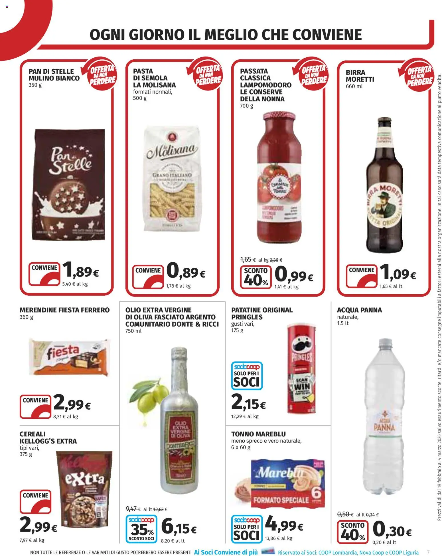 Volantino COOP del 19.02.2026 | Pagina: 7 | Prodotti: Acqua Panna, Cereali, Olio, Tonno