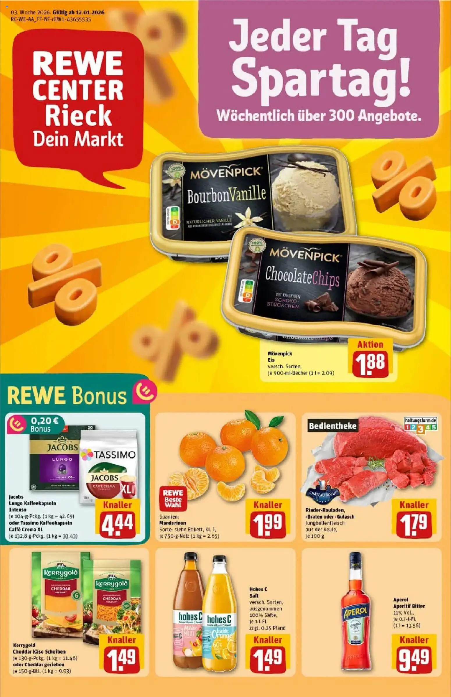 Rewe prospekt Schleiden	 – gültig ab 11.01.2026 | Seite: 1 | Produkte: Käse, Aperol, Saft, Eis