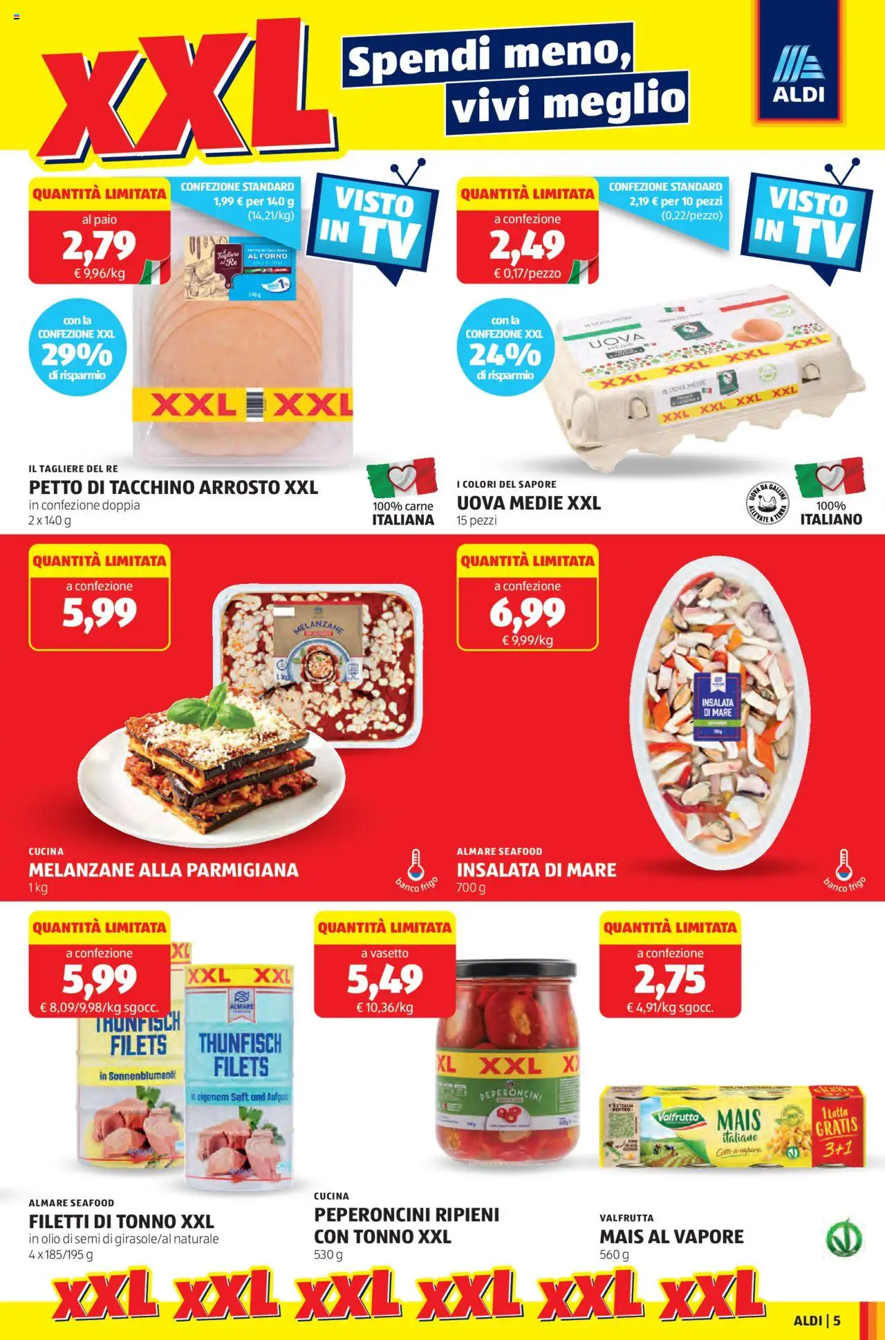 Volantino Aldi del 01.09.2025 | Pagina: 5 | Prodotti: Arrosto, Tacchino, Tonno, Forno