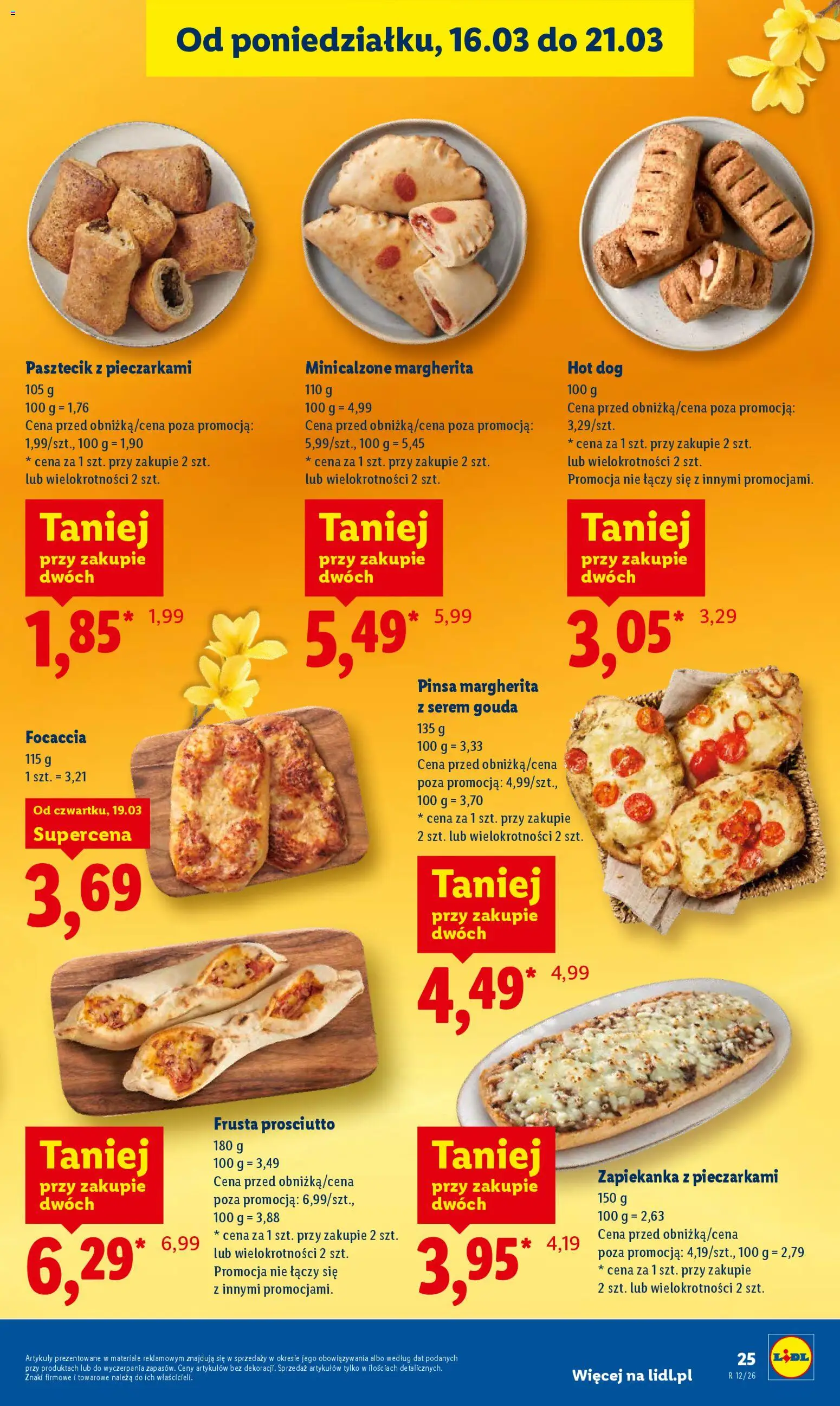 Lidl Polsko leták od 19.03.2026 | Strana: 25 | Produkty: Gouda, Prosciutto, Hot dog, Pinsa