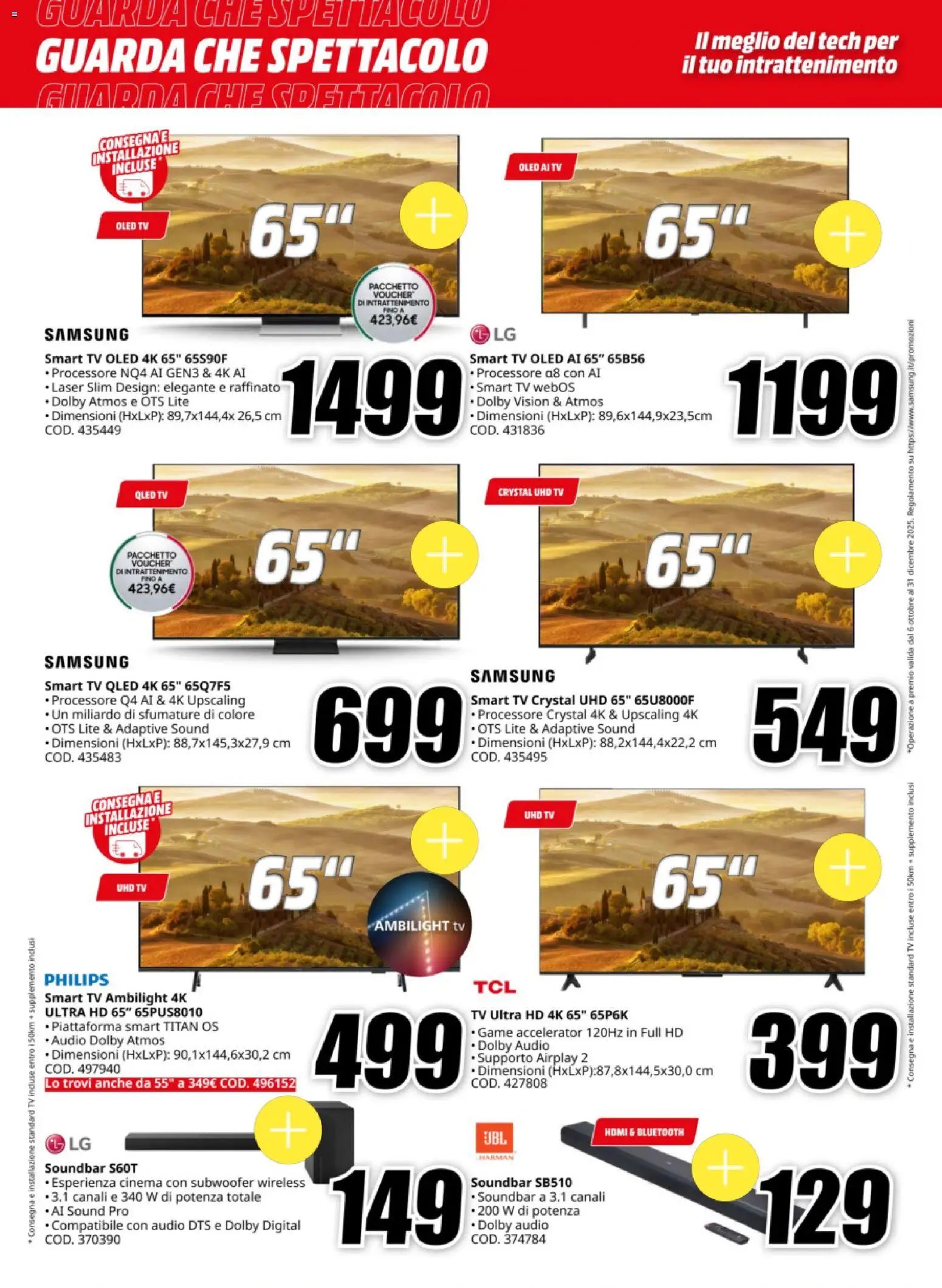 Volantino Media World del 20.11.2025 | Pagina: 4 | Prodotti: smart TV, Soundbar, TV, Samsung