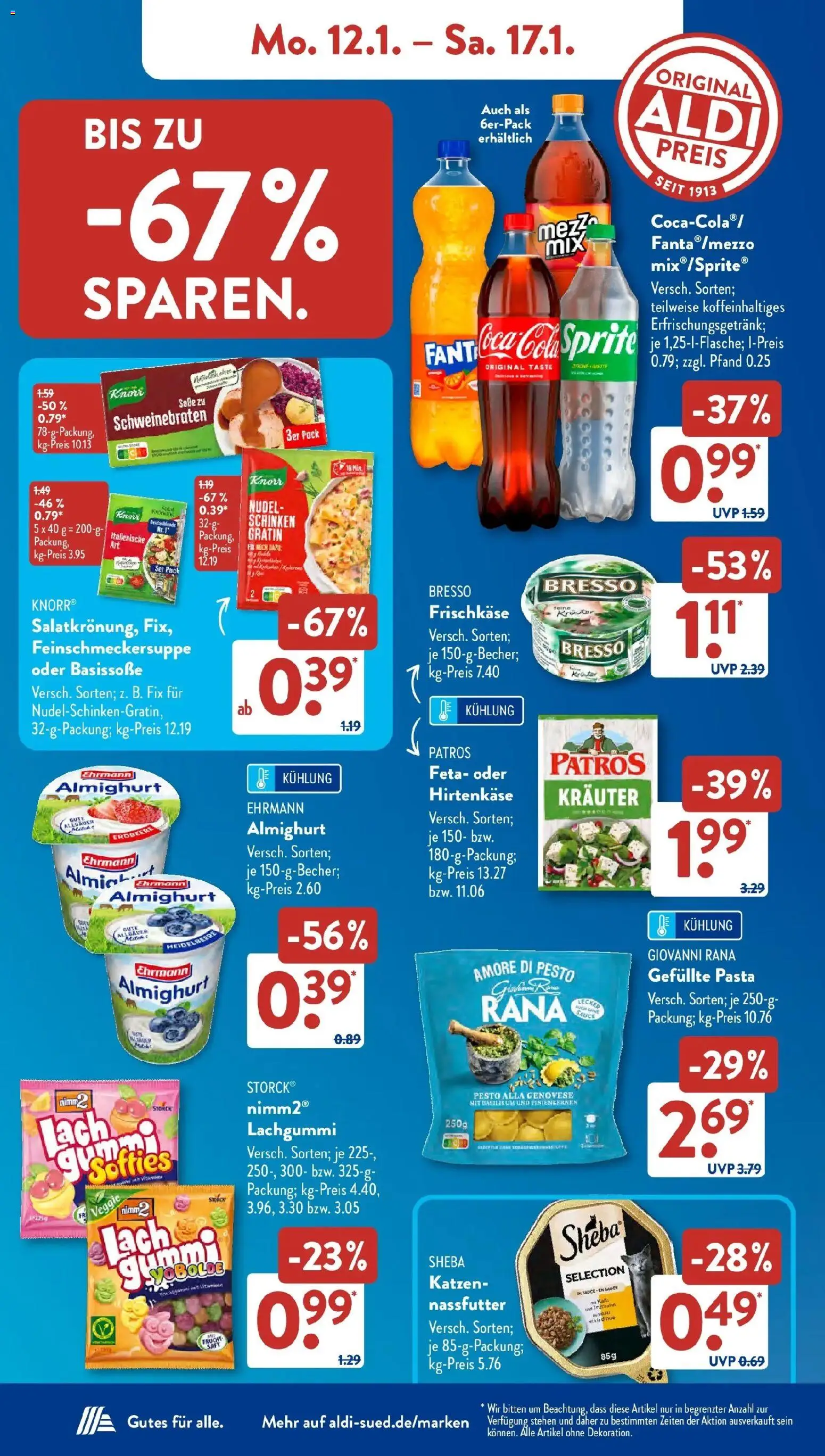 Aldi Süd - Aldi Süd: Wochenangebote – gültig ab 11.01.2026 | Seite: 6 | Produkte: Sheba, Sprite, Bresso, Frischkase