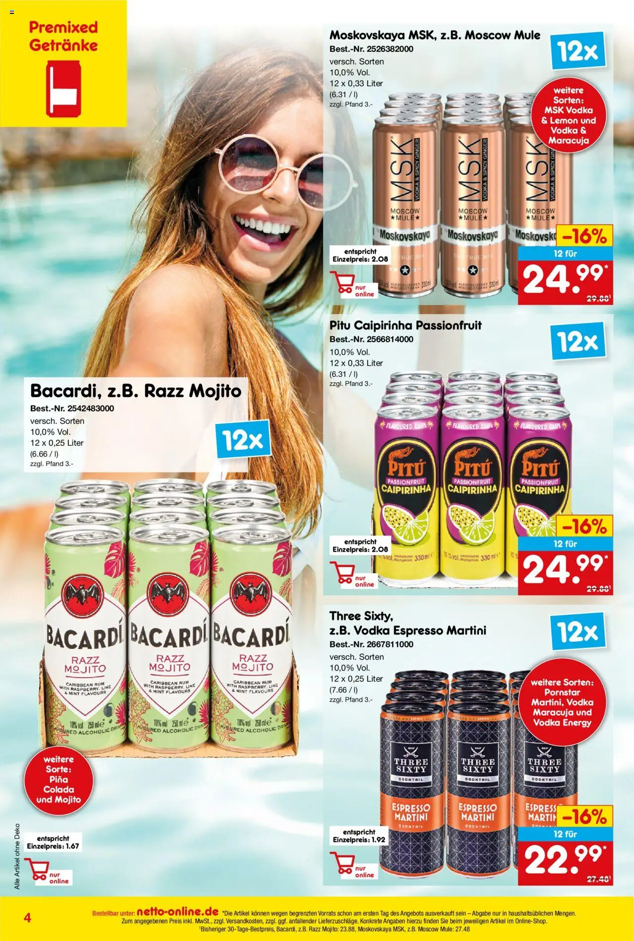 Netto Marken-Discount - Online-Angebote August - gültig ab dem 01.08.2025 | Seite: 4 | Produkte: Bacardi, Rum, Vodka, Gin
