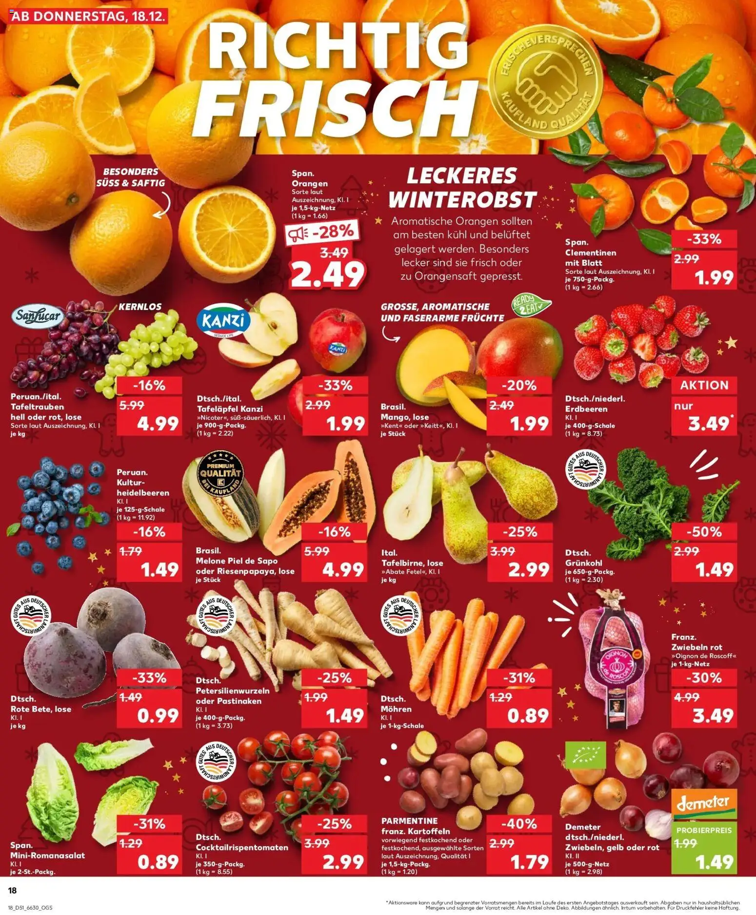 Kaufland prospekt Siegen	 – gültig ab 22.12.2025 | Seite: 18 | Produkte: Orangen, Orangensaft, Kartoffeln, Zwiebeln