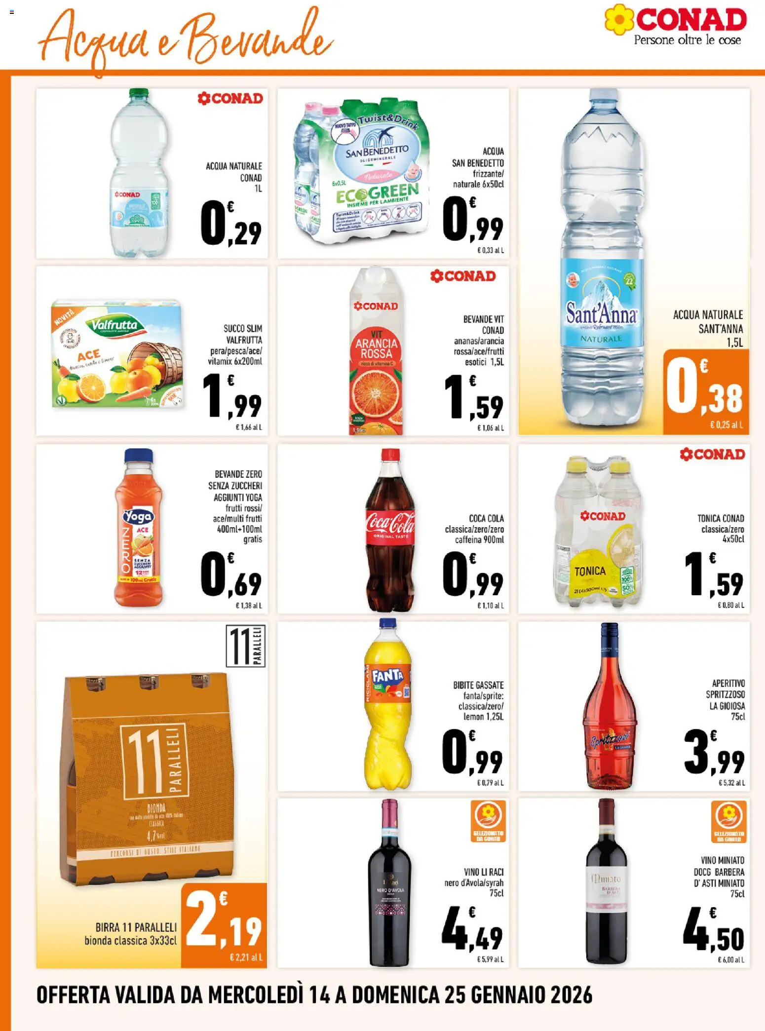 Volantino Conad del 14.01.2026 | Pagina: 14 | Prodotti: Succo, Vino, Arancia, Aperitivo