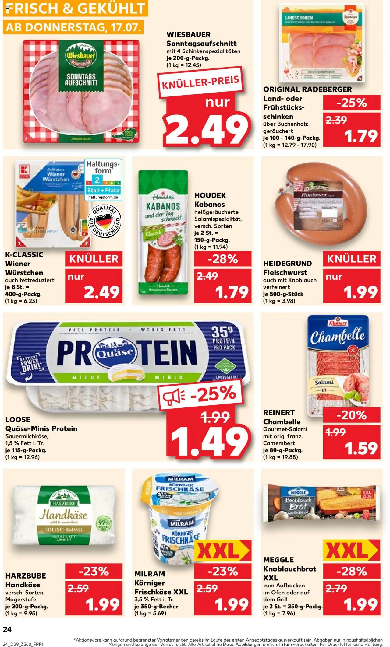 Kaufland prospekt Frankfurt (Oder)	 - gültig ab dem 17.07.2025 | Seite: 24 | Produkte: Grill, Wiener wurstchen, Milram, Salami