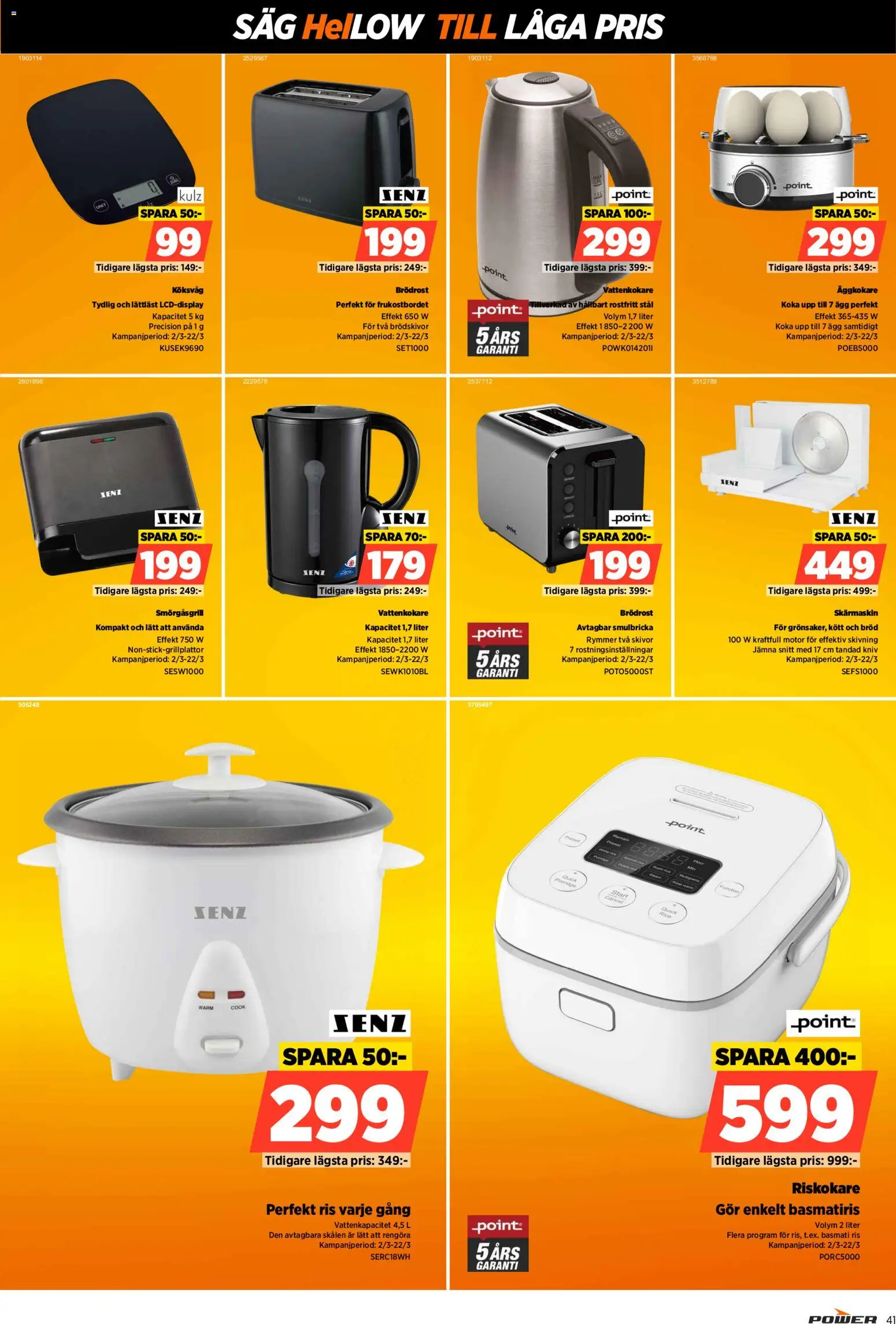 Power reklamblad aktuell från 16.03.2026 | Sida: 41 | Produkter: Köksvåg, Bröd, Ris, Äggkokare