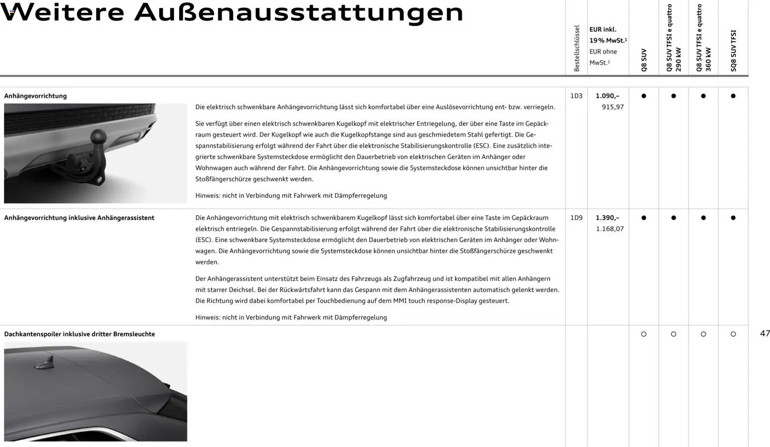 Audi Q8 – gültig ab 28.10.2025 | Seite: 47