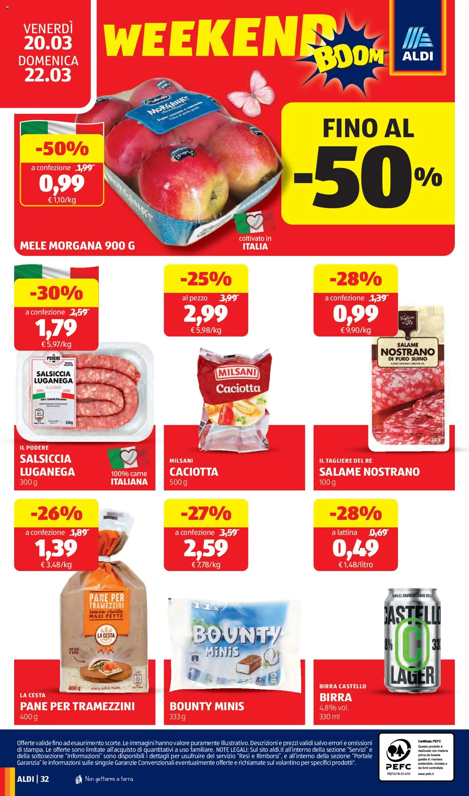 Volantino Aldi del 16.03.2026 | Pagina: 32 | Prodotti: Pane, Suino, Salsiccia, Tagliere