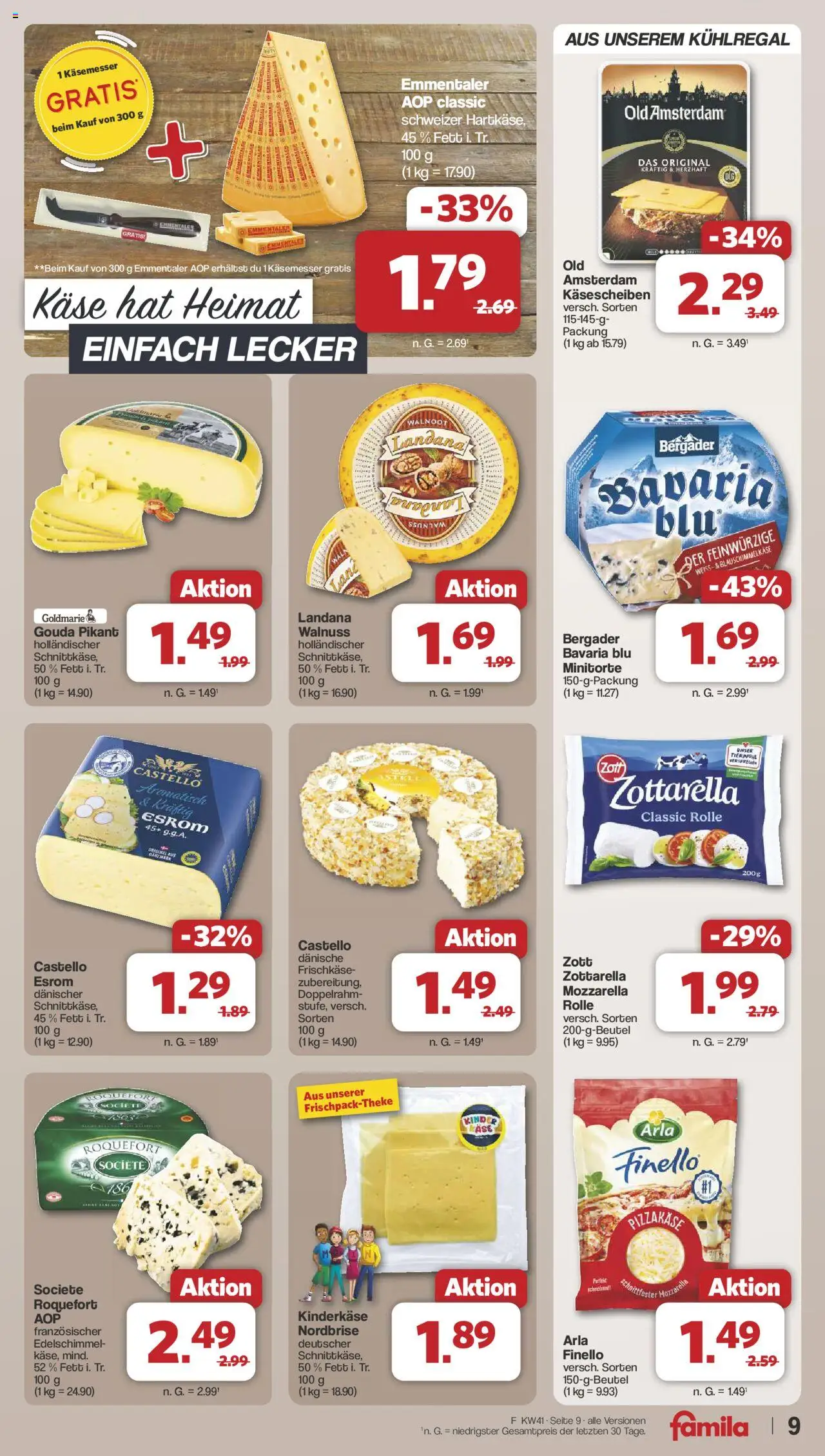 Famila Nordwest Prospekt 	 – gültig ab 06.10.2025 | Seite: 9 | Produkte: Käse, Mozzarella, Gouda, Frischkase
