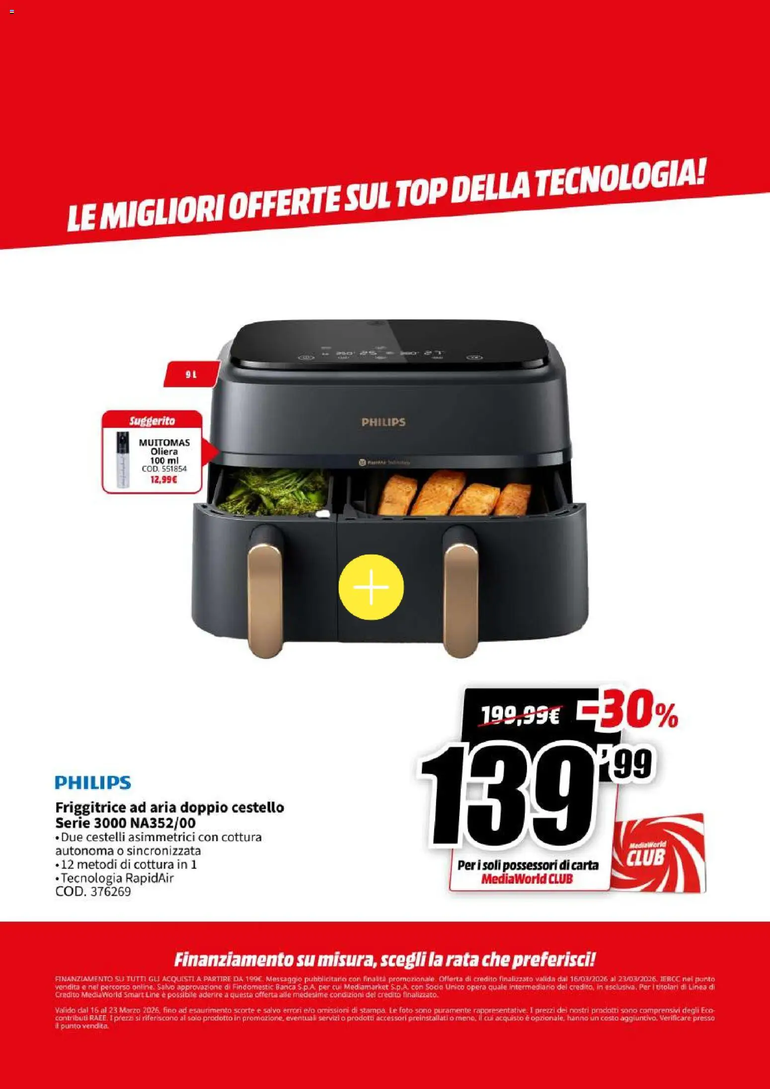 Volantino Media World del 16.03.2026 | Pagina: 51 | Prodotti: Friggitrice ad aria, Top, Friggitrice