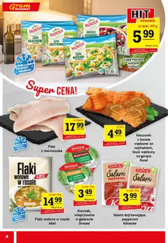 Pogląd oferty "Gram Market Gazetka" - ważna od 28.01.2026 | Strona: 4 | Produkty: Barszcz, Łosoś, Flaki, Salami