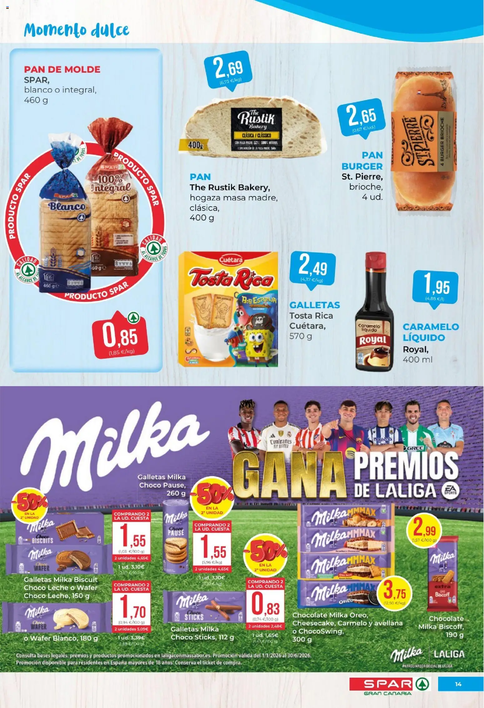 Spar - folleto │ válido desde el 20.03.2026 | Página: 14 | Productos: Leche, Chocolate, Galletas, Pan de molde