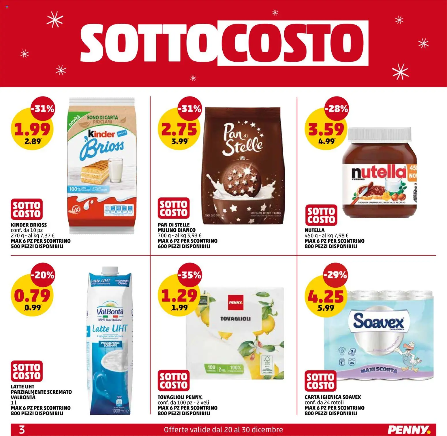 Volantino PENNY del 20.12.2025 | Pagina: 3 | Prodotti: Crema, Carta igienica, Nutella, Cacao