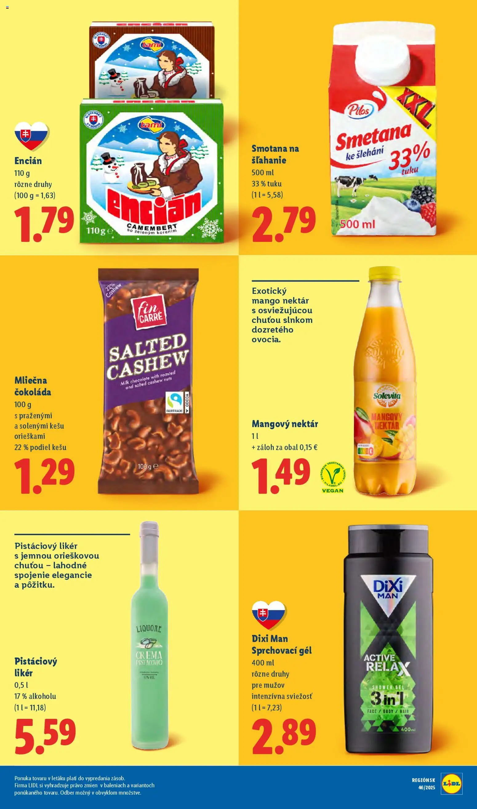 Nové Lidl akcie – leták je platný od 13.11.2025 | Strana: 79 | Produkty: Čokoláda, Encián, Mango, Smotana na šľahanie