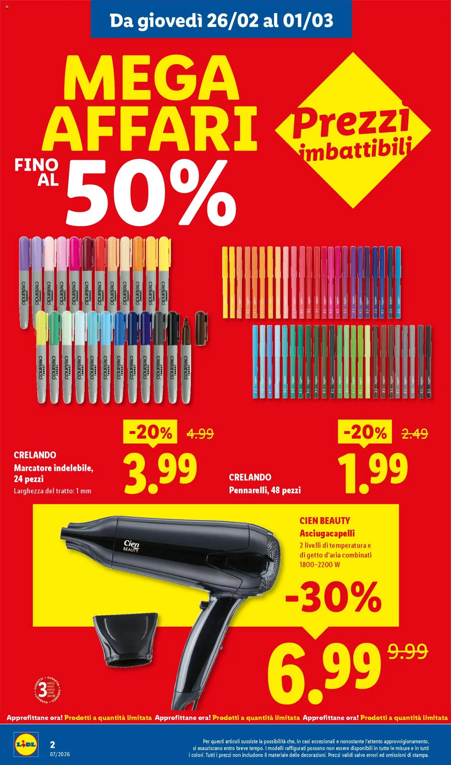 Volantino Lidl del 26.02.2026 | Pagina: 2 | Prodotti: Asciugacapelli