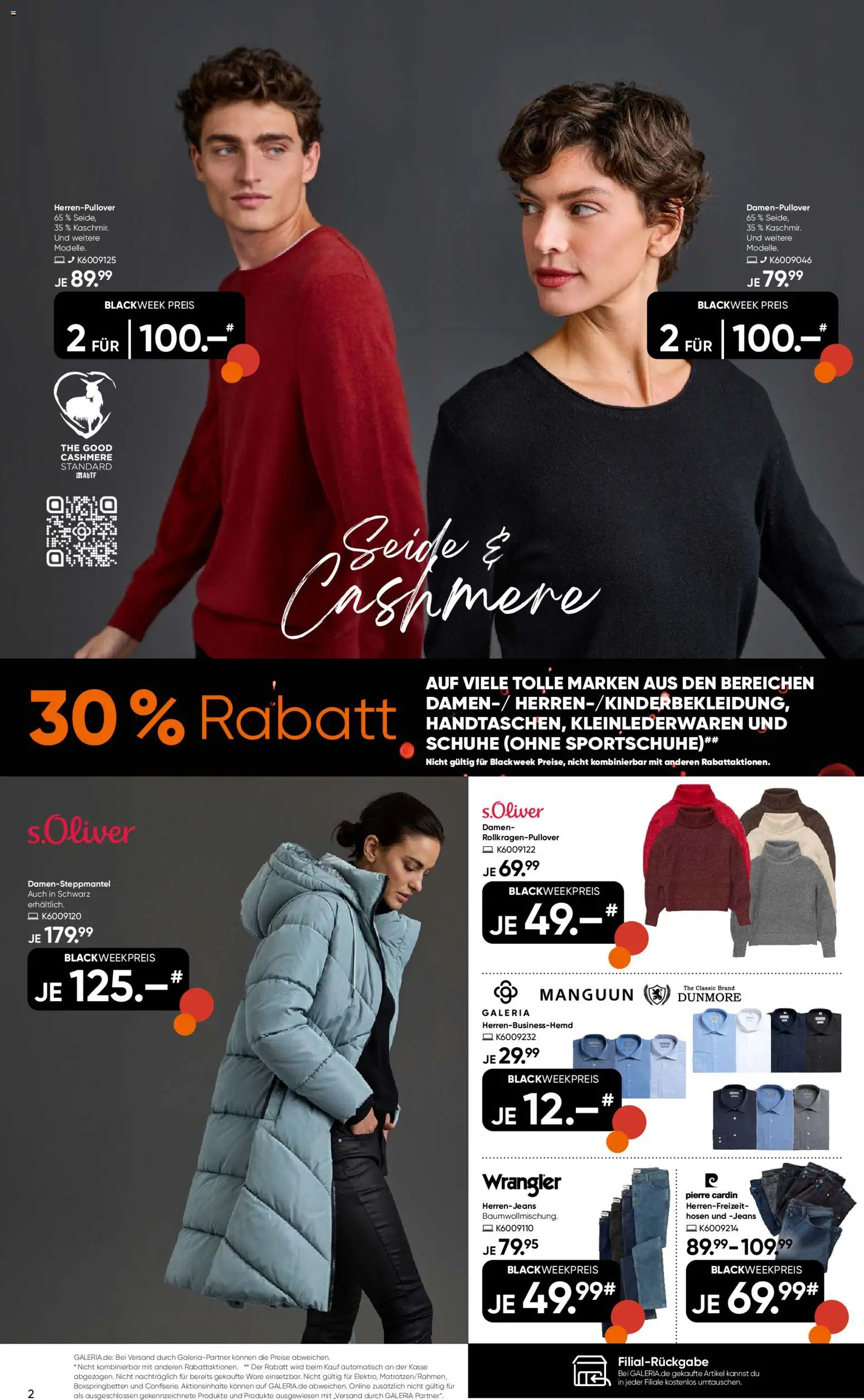 Galeria Karstadt Kaufhof - Black Friday – gültig ab 24.11.2025 | Seite: 2 | Produkte: Rollkragenpullover, Jeans