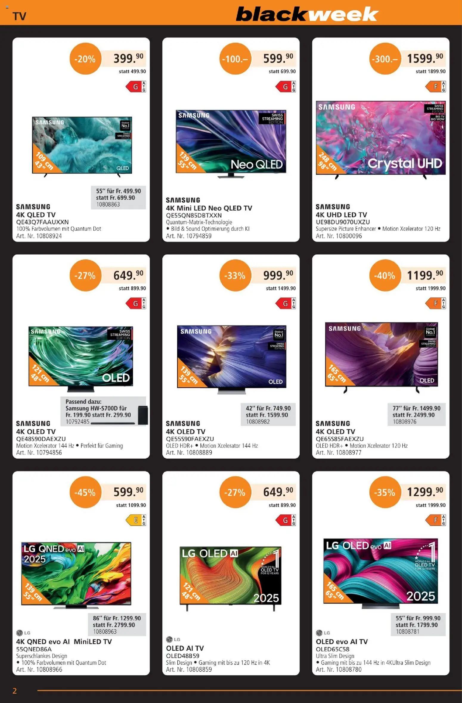 Fust - Black Friday – gültig ab 25.11.2025 | Seite: 2 | Produkte: TV, Samsung, LG