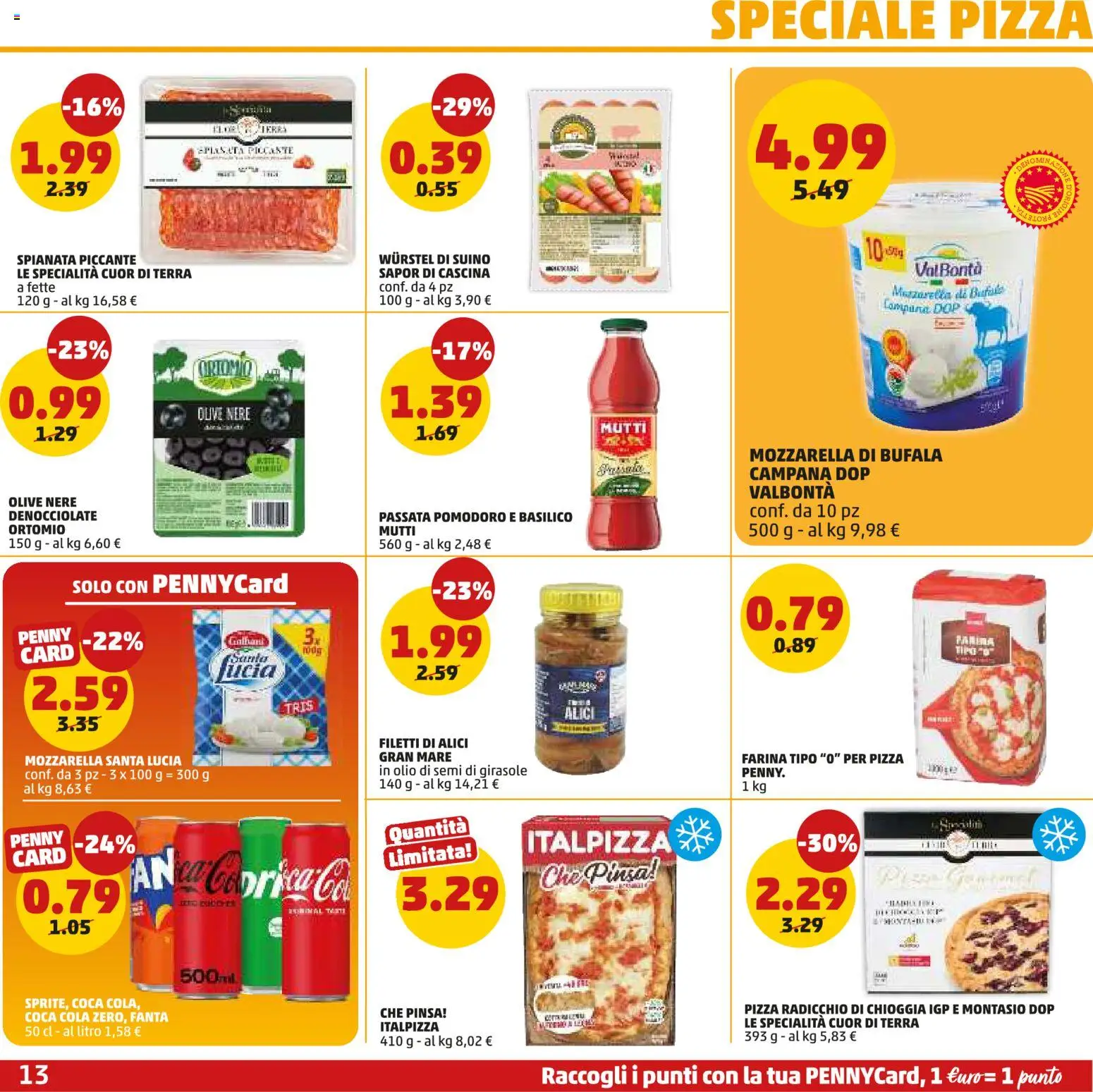 Volantino PENNY del 15.01.2026 | Pagina: 13 | Prodotti: Pomodoro, Wurstel, Basilico, Fanta