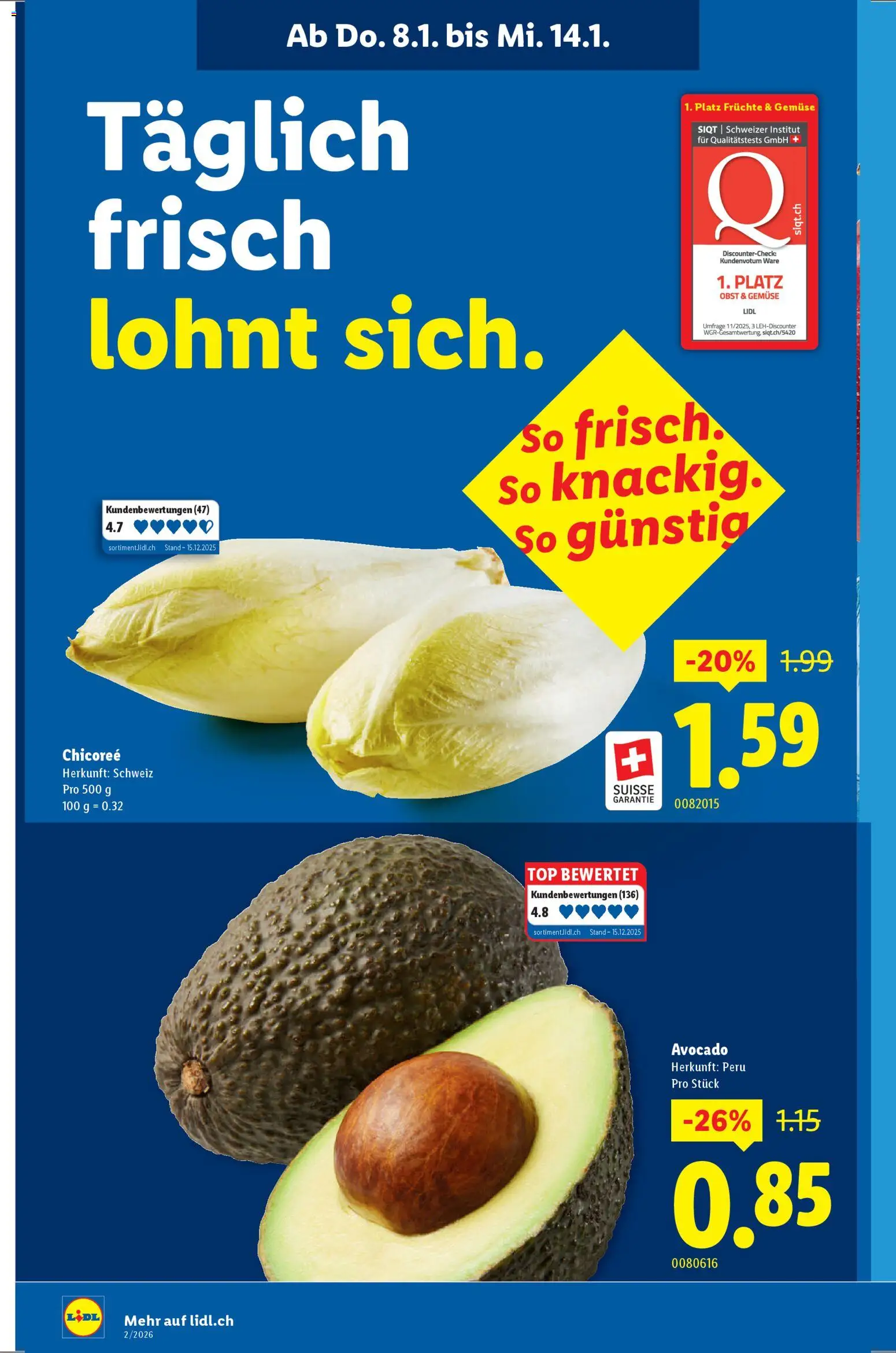 Lidl Aktionen – gültig ab 08.01.2026 | Seite: 4 | Produkte: Avocado, Gemüse, Früchte, Top