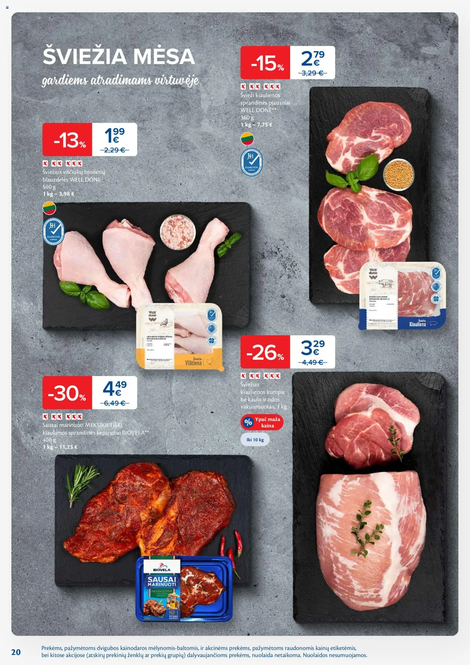 MAXIMA akcijos nuo 20.01.2026 | Puslapis: 20 | Prekių: Kiaulienos, Viščiukų, Vištiena, Kiauliena