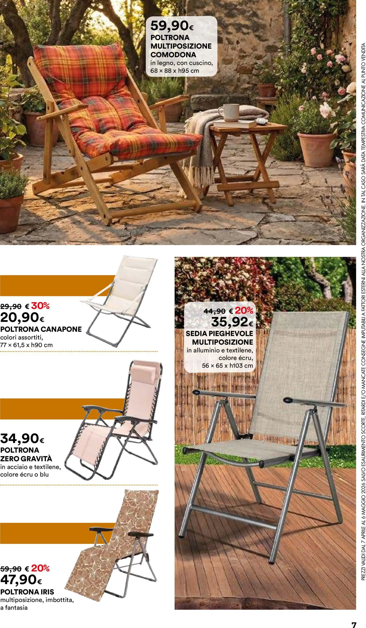 Volantino Ipercoop del 07.04.2026 | Pagina: 7 | Prodotti: Data, Alluminio, Poltrona, Sedia