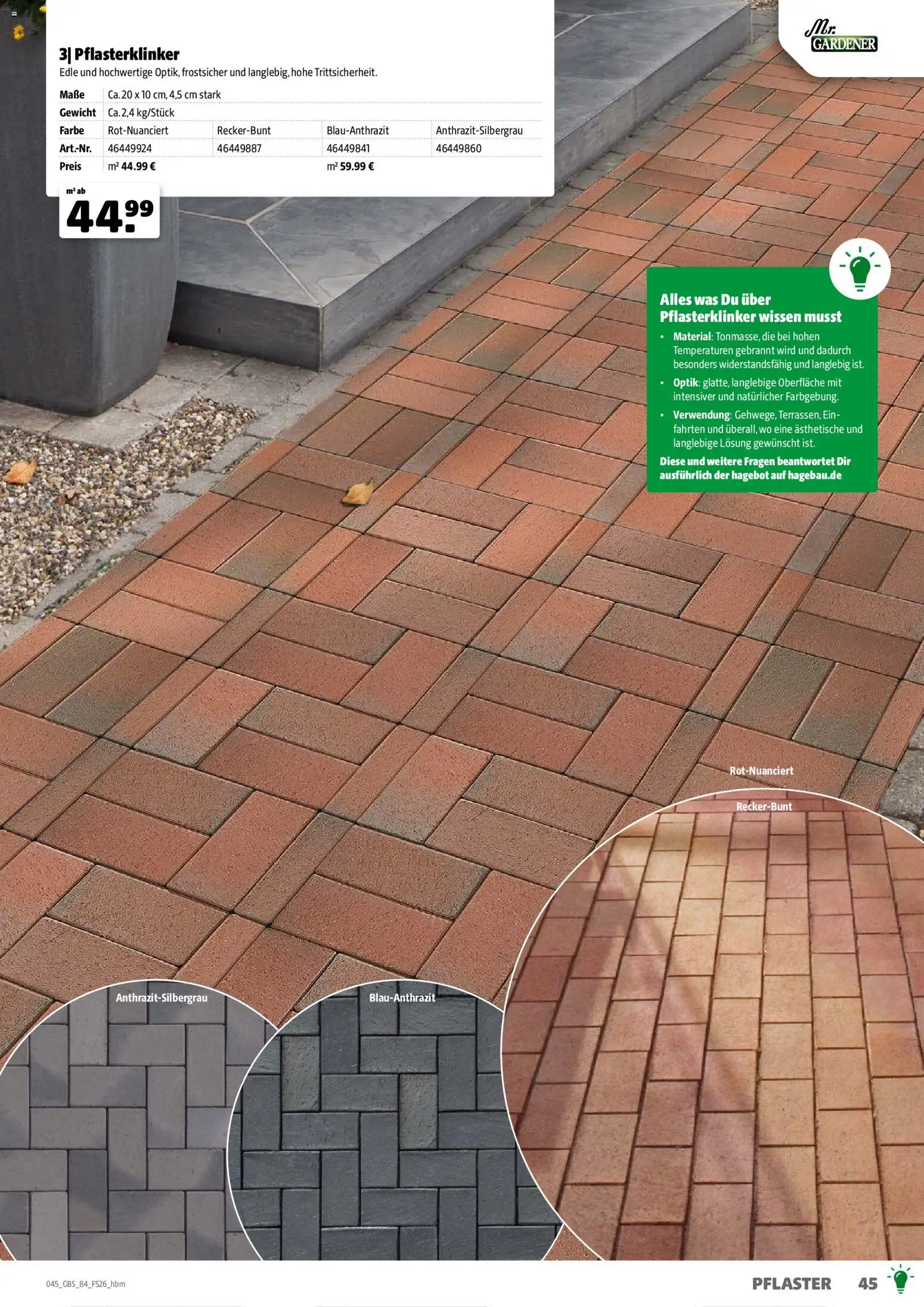 Hagebau Gartenbaustoffsortiment – gültig ab 02.03.2026 | Seite: 45 | Produkte: Gewicht