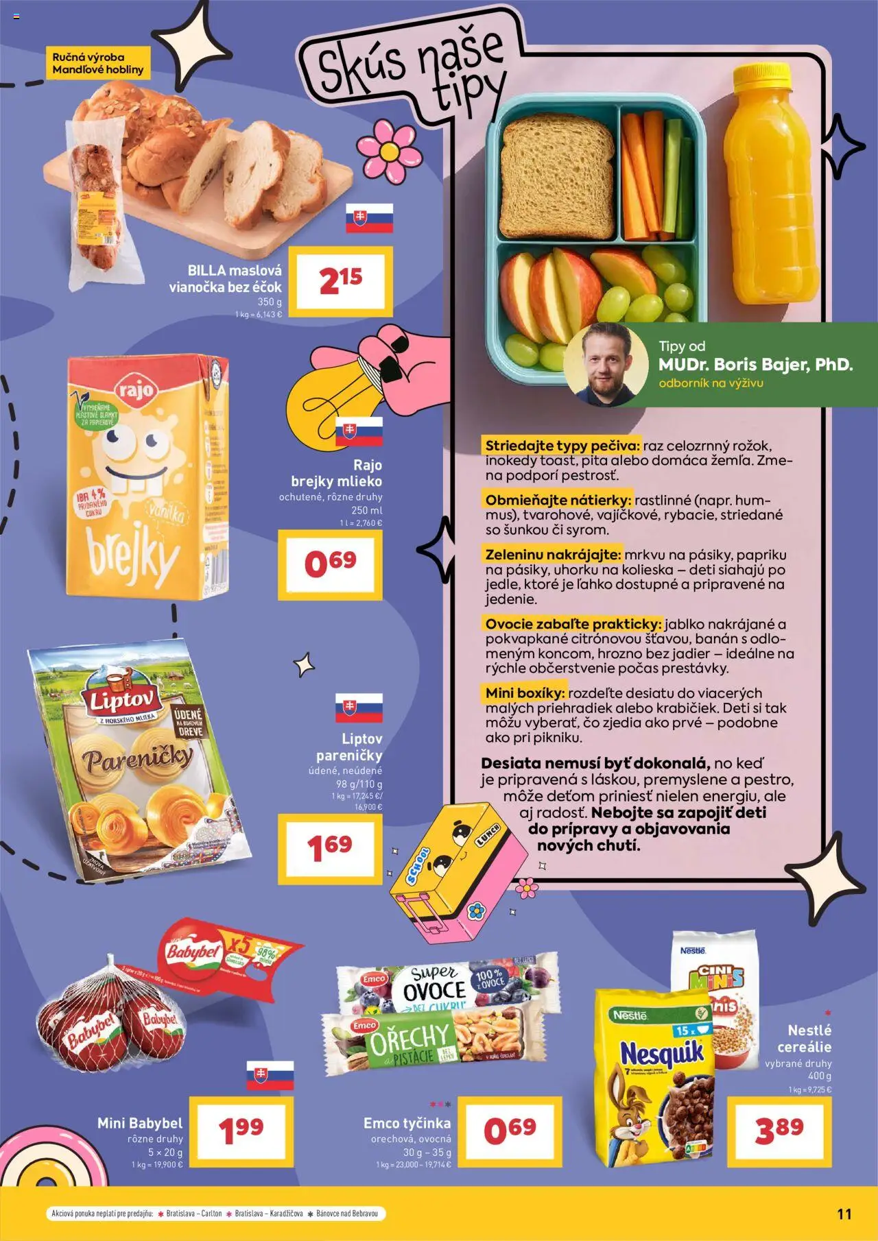 Billa zvoní na školské nákupy │ platný od 30.07.2025 | Strana: 11 | Produkty: Vianočka, Cereálie, Nesquik, Ovocie
