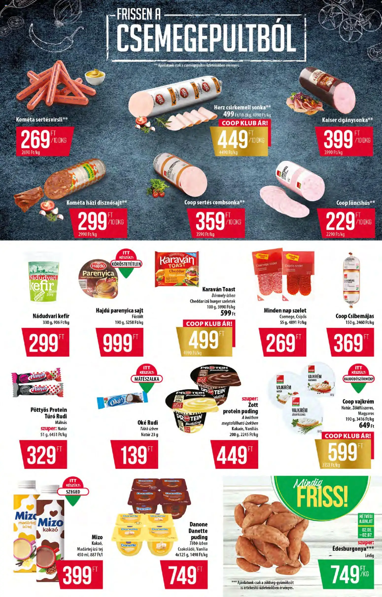COOP akciós ujság - amely érvényes a következő dátumtól: 05.02.2026 | Oldal: 2 | Termékek: Puding, Löncshús, Kefir, Tej