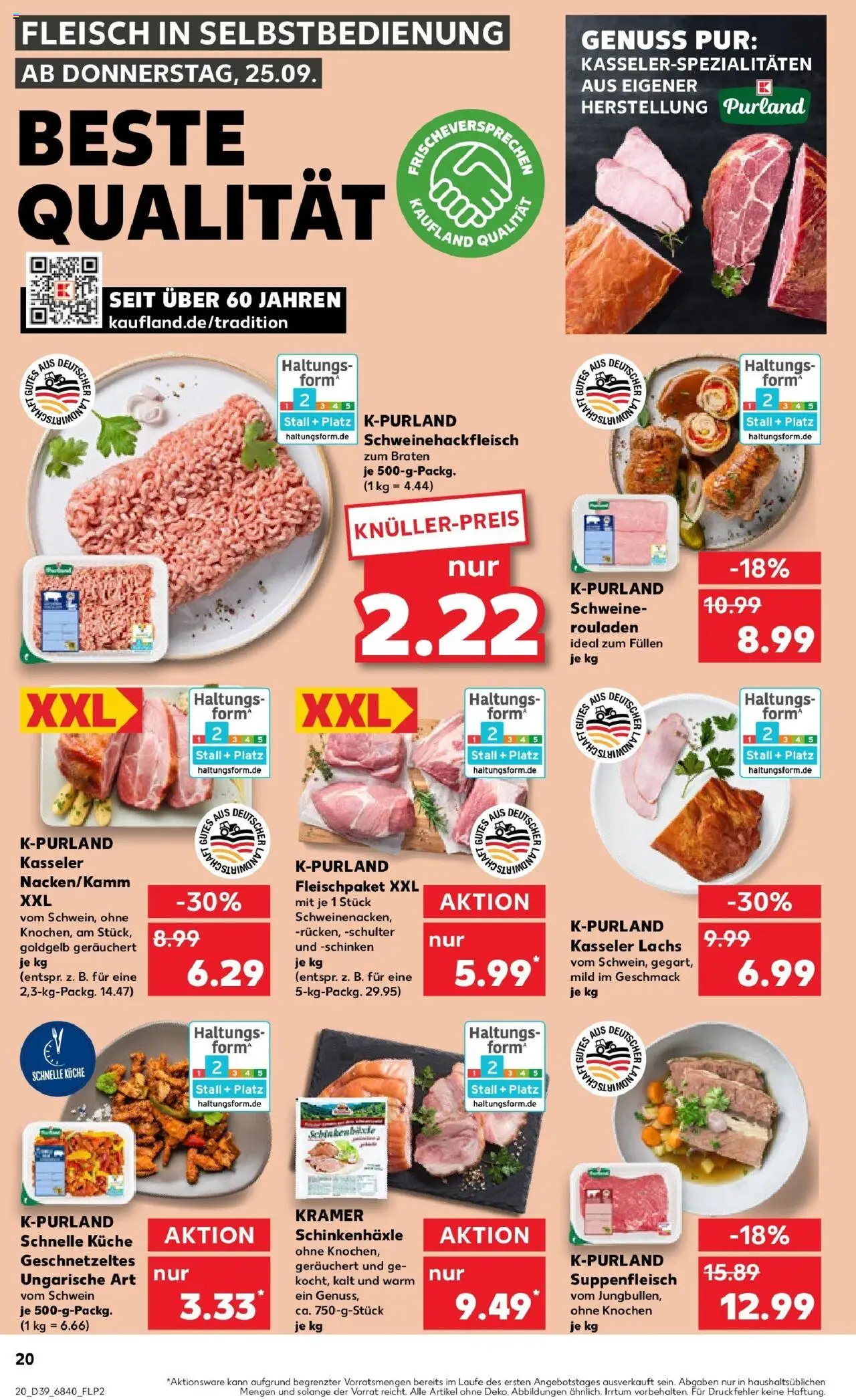 Kaufland prospekt Helmstedt	 – gültig ab 25.09.2025 | Seite: 20 | Produkte: Küche, Lachs, Suppenfleisch, Fleisch
