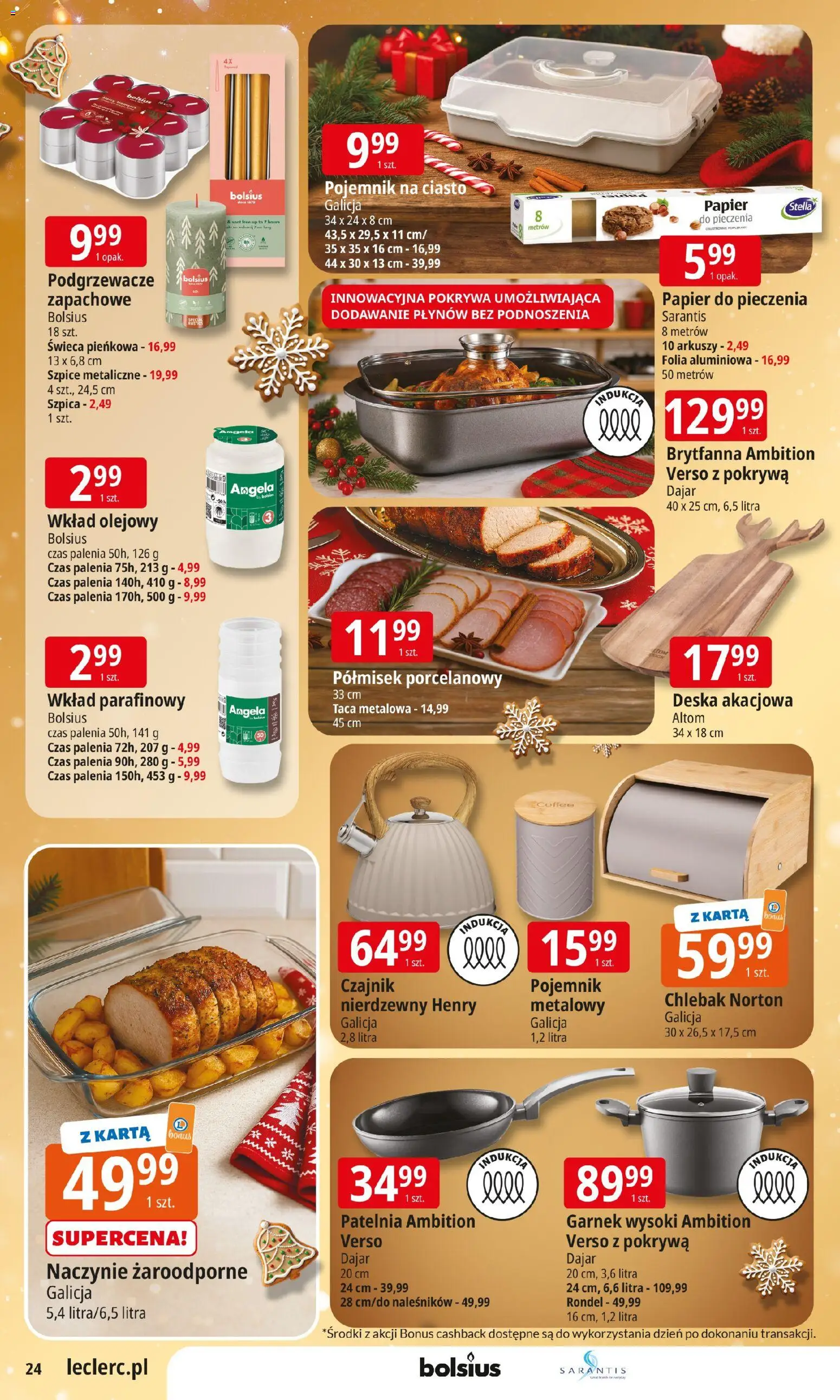 E.Leclerc Gazetka - Kłodzko od 09.12.2025 | Strona: 24 | Produkty: Pojemnik na ciasto, Ciasto, Papier do pieczenia, Naczynie żaroodporne