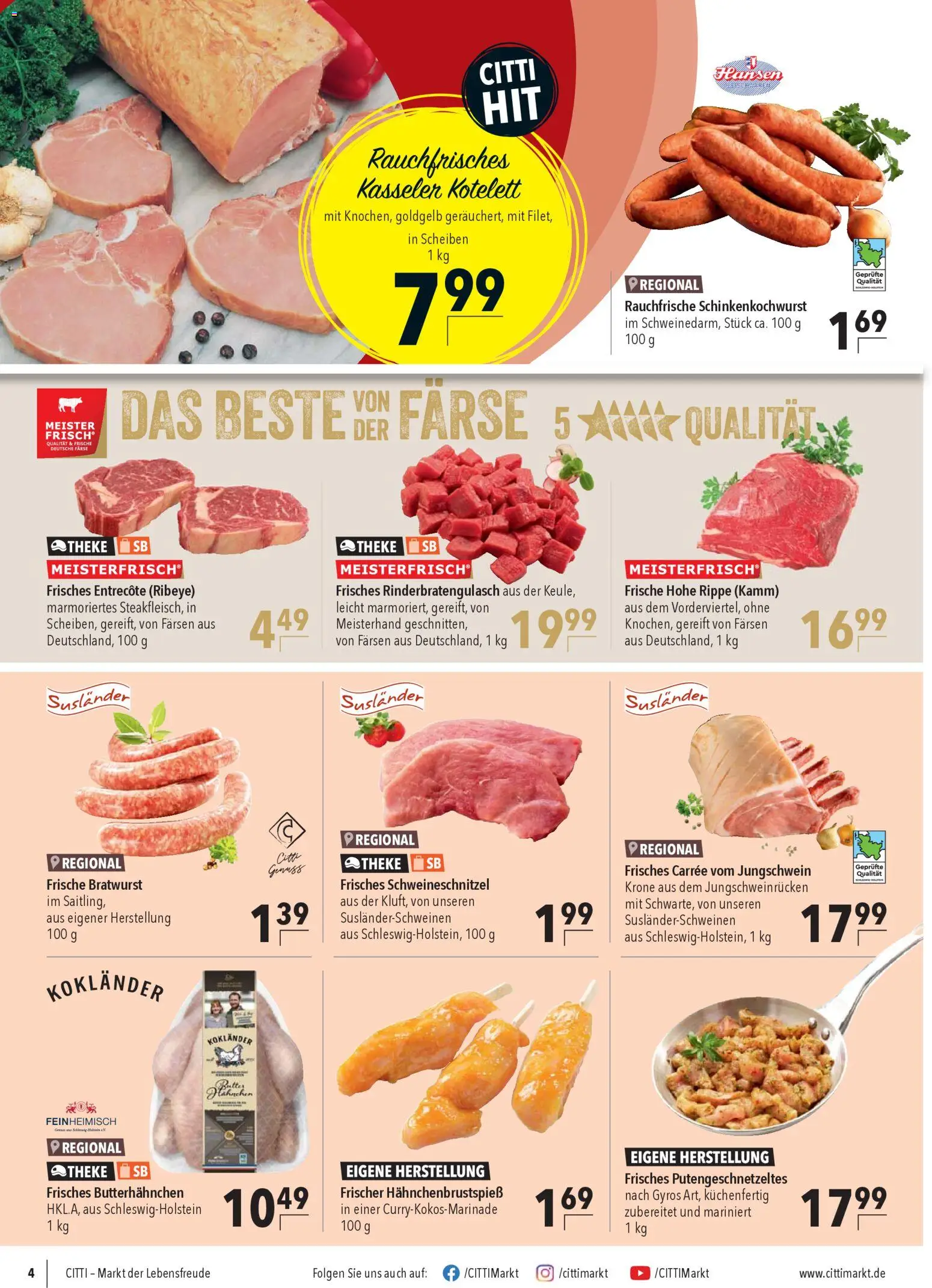 CITTI Markt Prospekt 	 – gültig ab 18.02.2026 | Seite: 4 | Produkte: Hahnchen, Butter, Theke, Bratwurst
