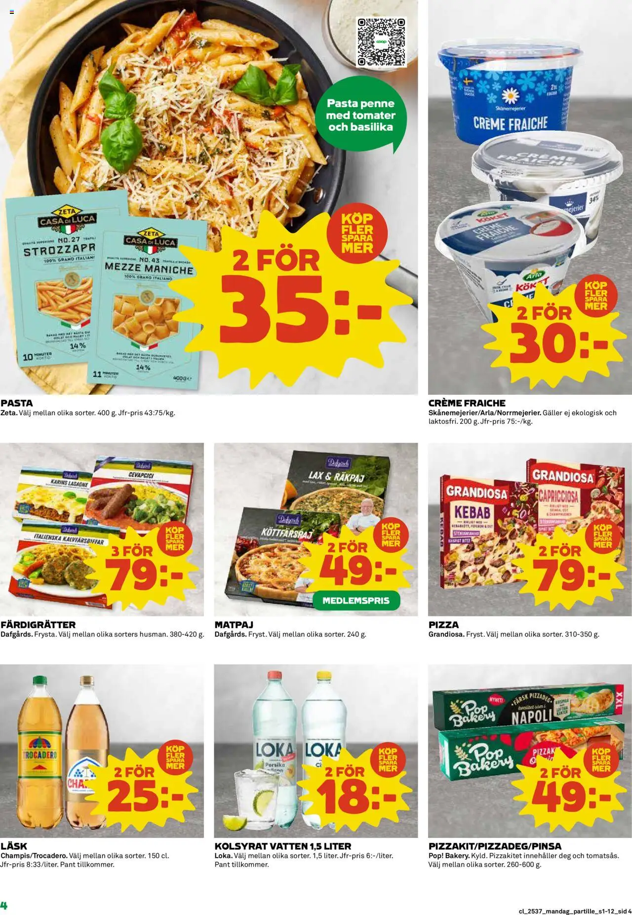 Coop reklamblad aktuell från 08.09.2025 | Sida: 4 | Produkter: Galler, Lax, Pasta, Basilika