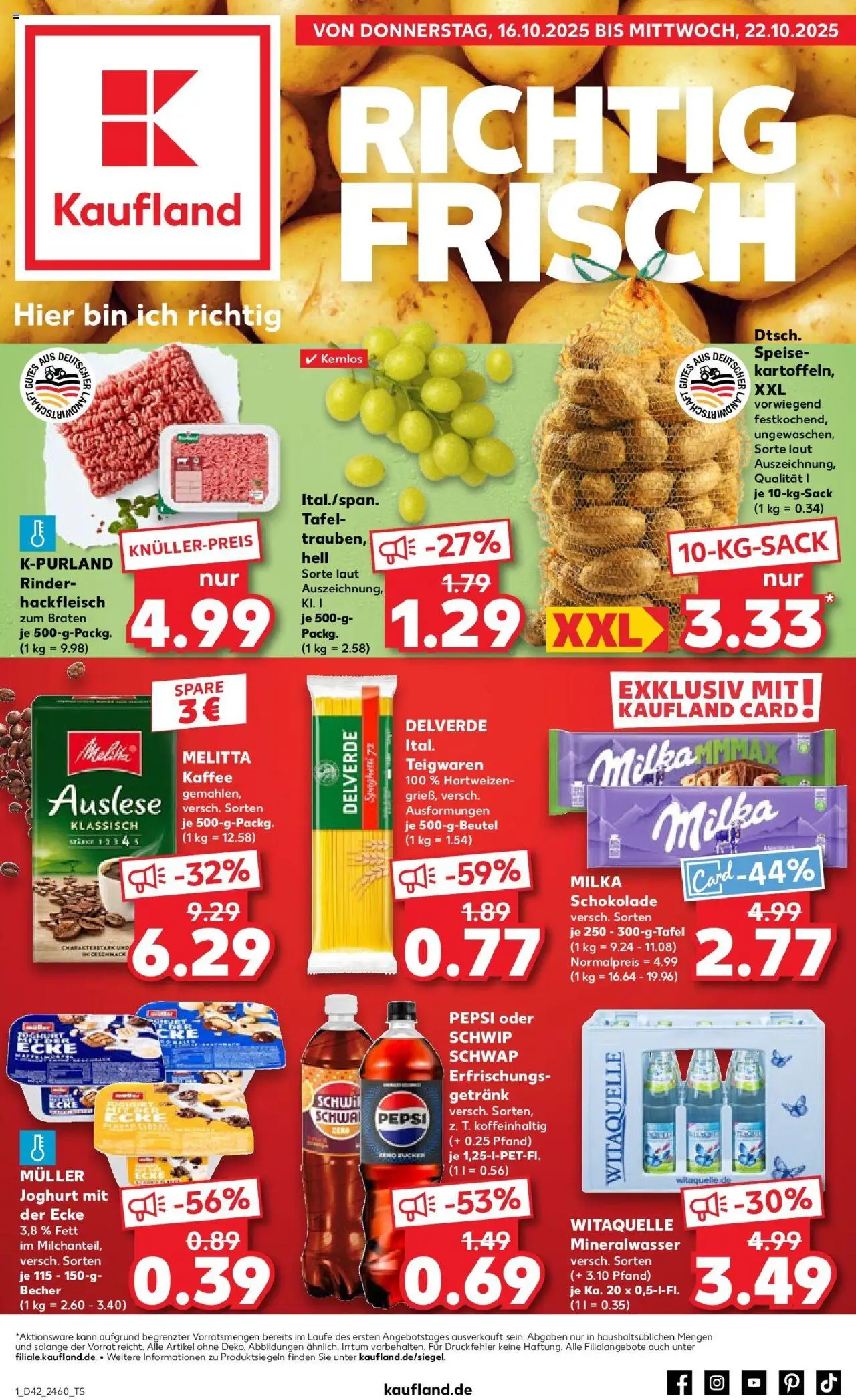 Kaufland prospekt Nördlingen	 – gültig ab 15.10.2025 | Seite: 1 | Produkte: Melitta kaffee, Joghurt, Schokolade, Hackfleisch