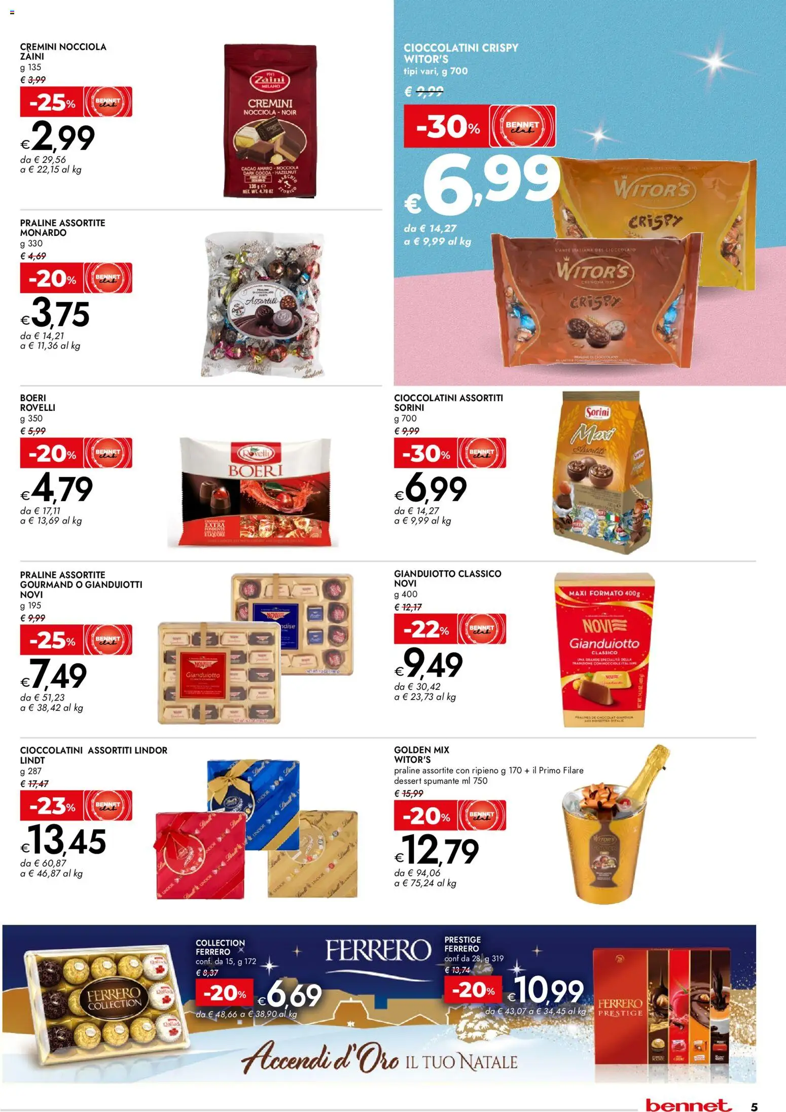 Volantino bennet del 11.12.2025 | Pagina: 5 | Prodotti: Nocciole, Spumante, Cacao, Cioccolatini
