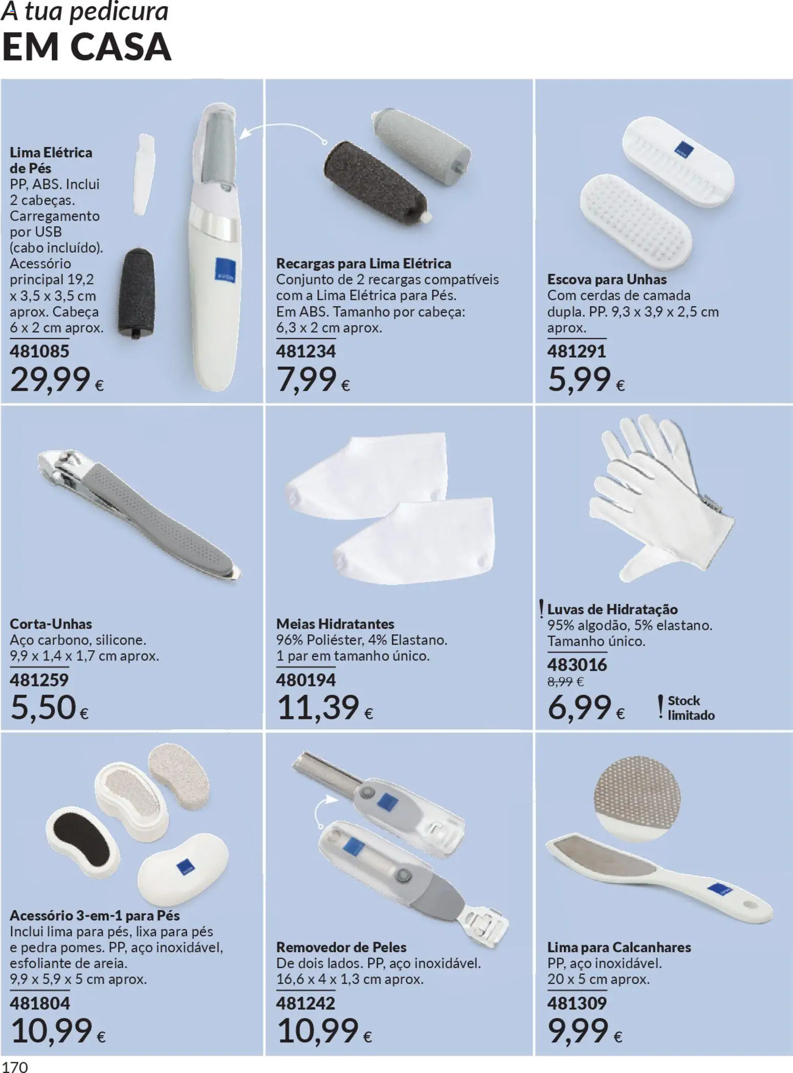 Catálogo Avon Campanha 1 │ válido de 01.01.2026 | Página: 170 | Produtos: Luvas, Lixa, USB, Corta-unhas