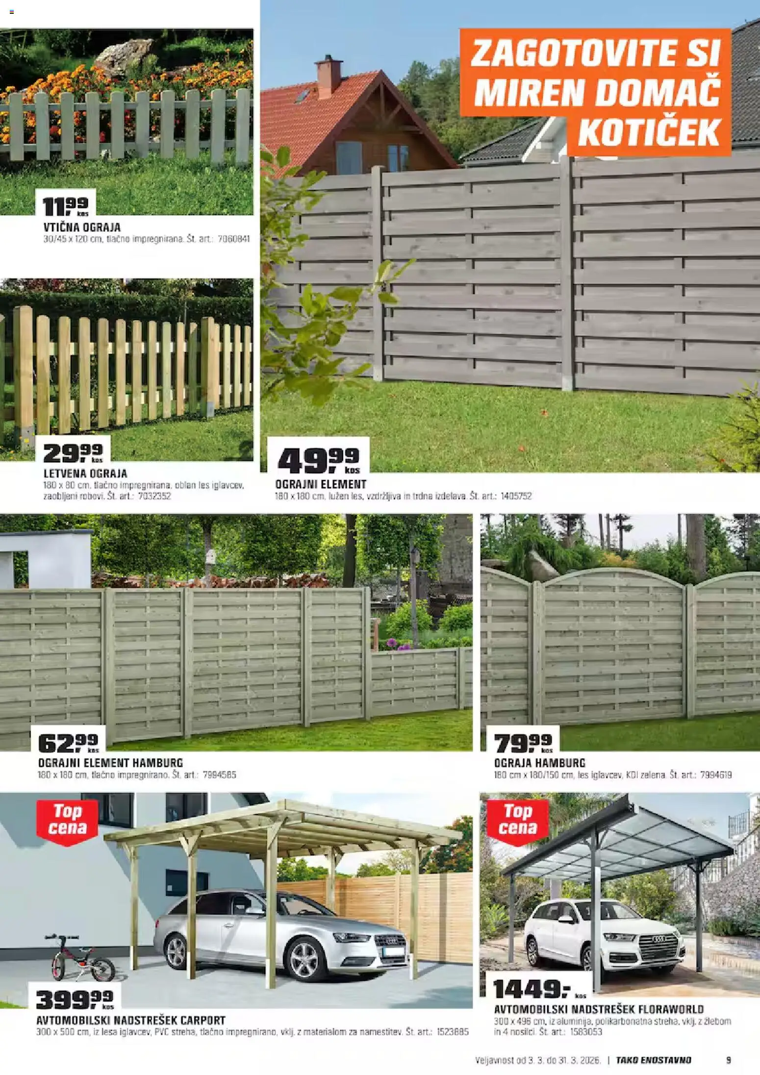 Novi OBI katalog ponudbe – veljaven od 03.03.2026 | Stran: 9 | Izdelki: Ograja, Ograjni element