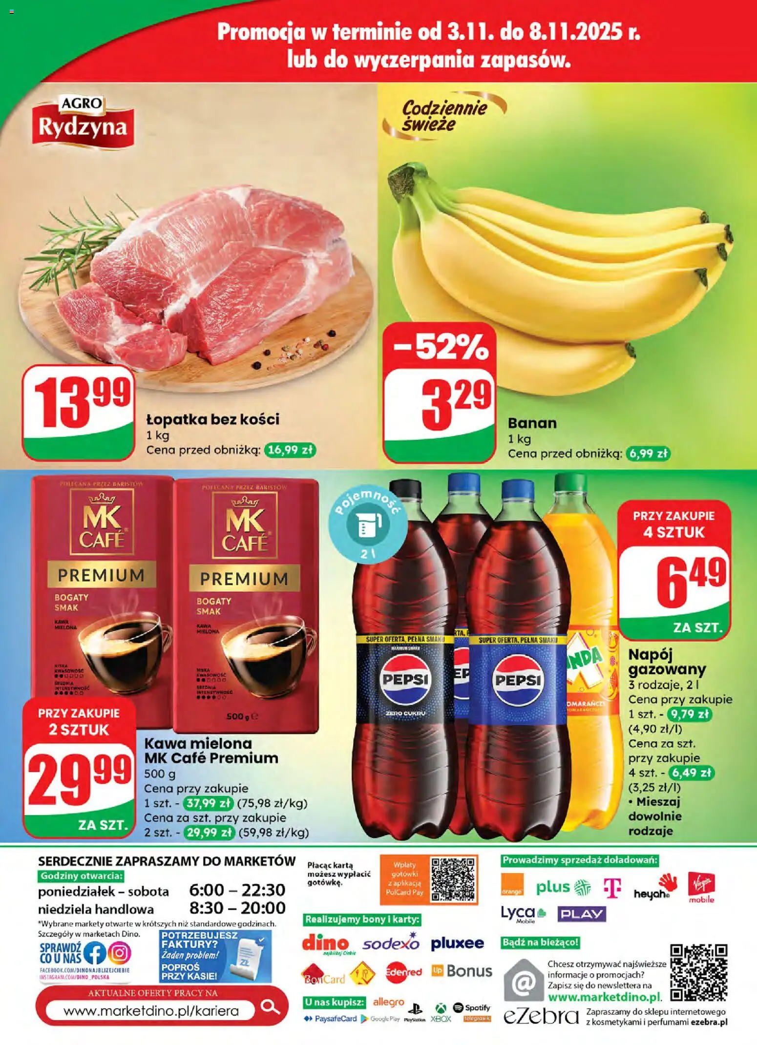 Dino Gazetka od 05.11.2025 | Strona: 68 | Produkty: Karta, Pepsi, Kawa, Banan