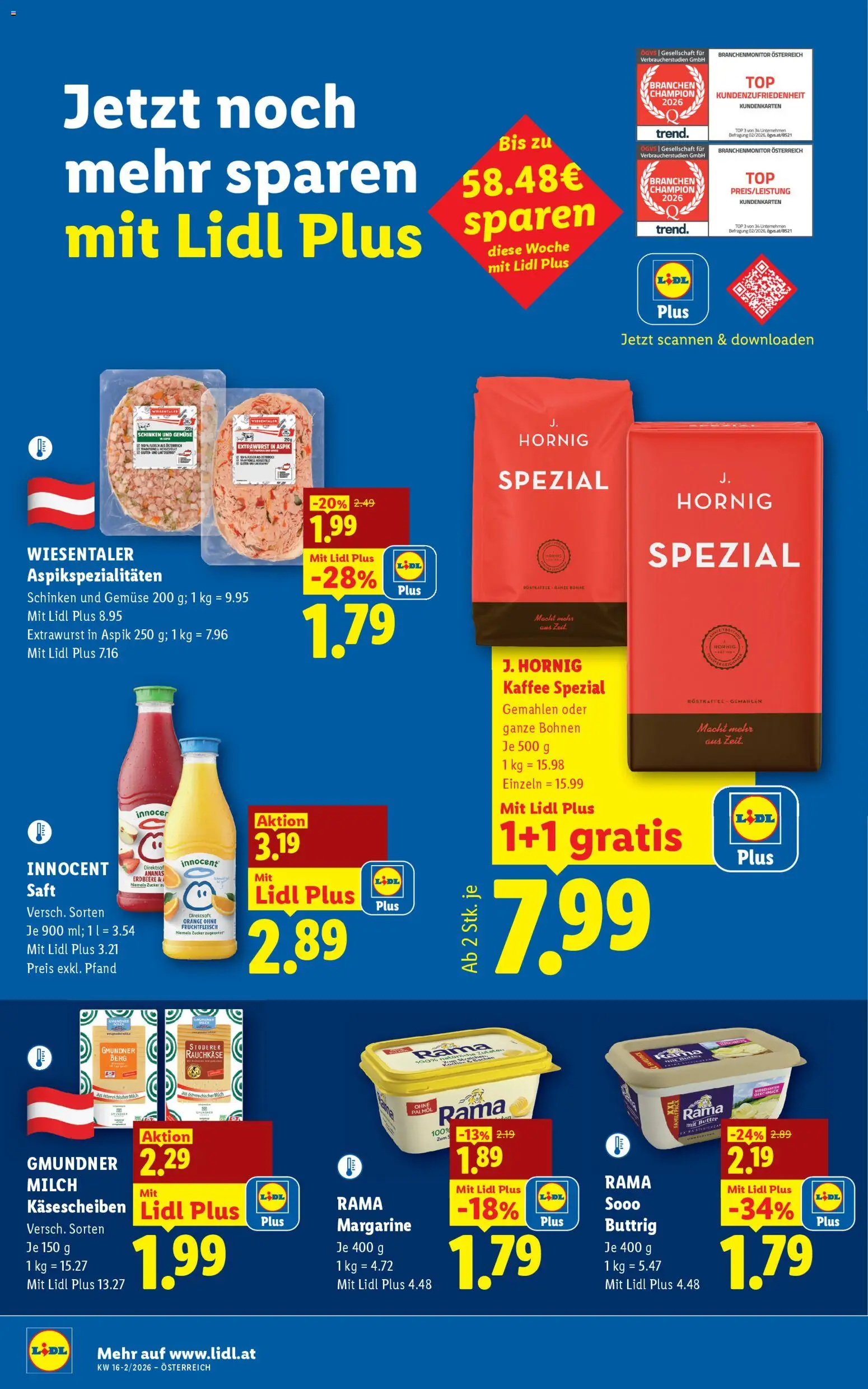 Lidl - Flugblatt gültig ab 16.04.2026 | Seite: 10 | Produkte: Gemüse, Butter, Schinken, Ananas