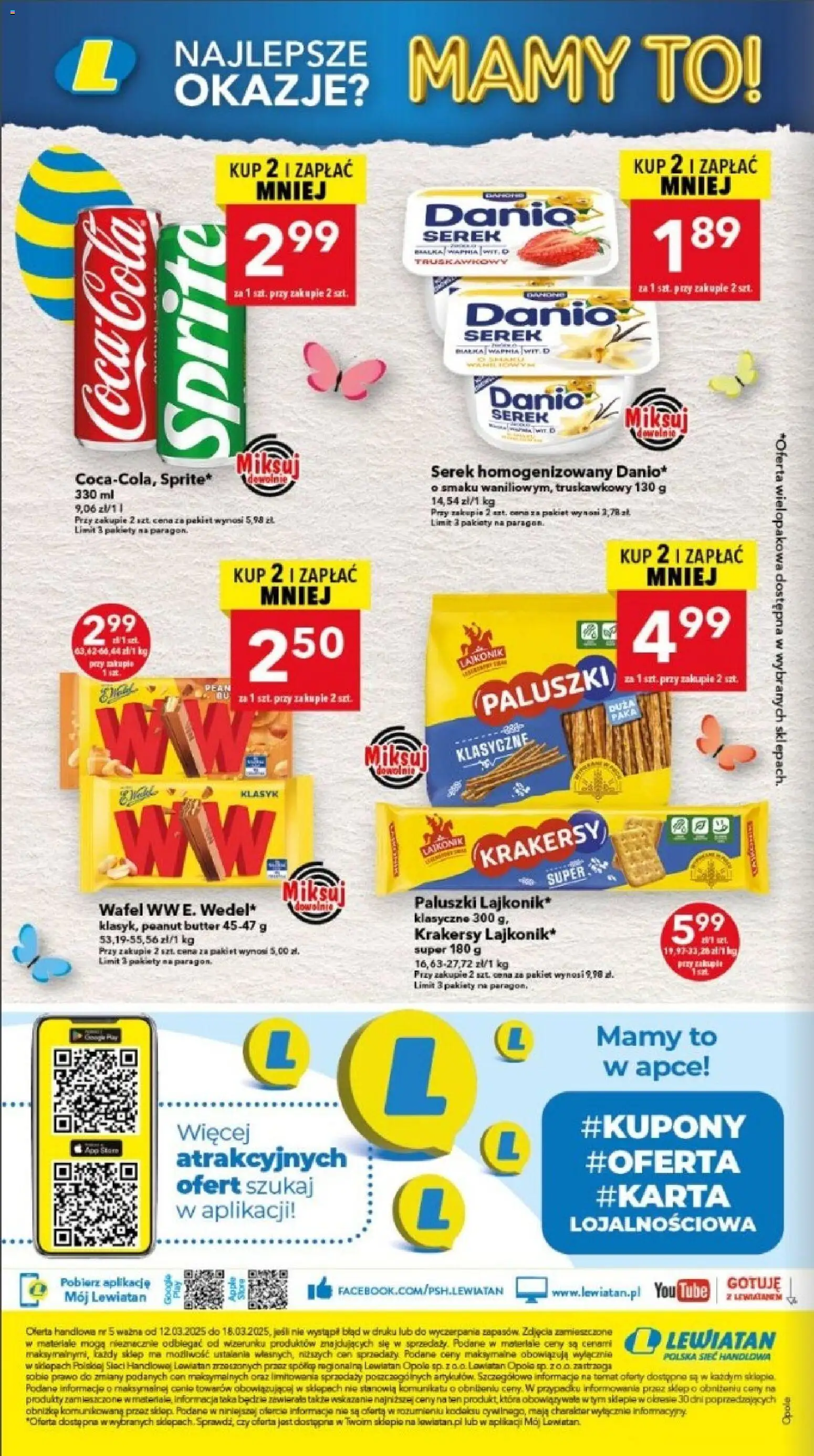 Lewiatan gazetka - Legnica od 12.03.2026 | Strona: 16 | Produkty: Serek homogenizowany, Sprite, Coca cola, Krakersy
