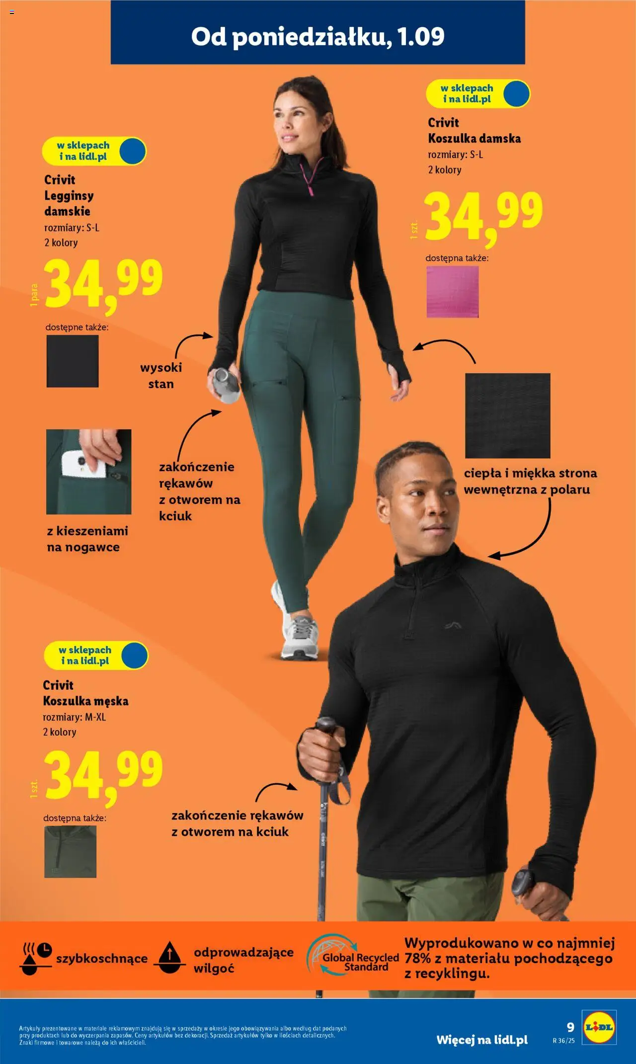 Lidl Katalog od 01.09.2025 | Strona: 9 | Produkty: Legginsy, Legginsy damskie