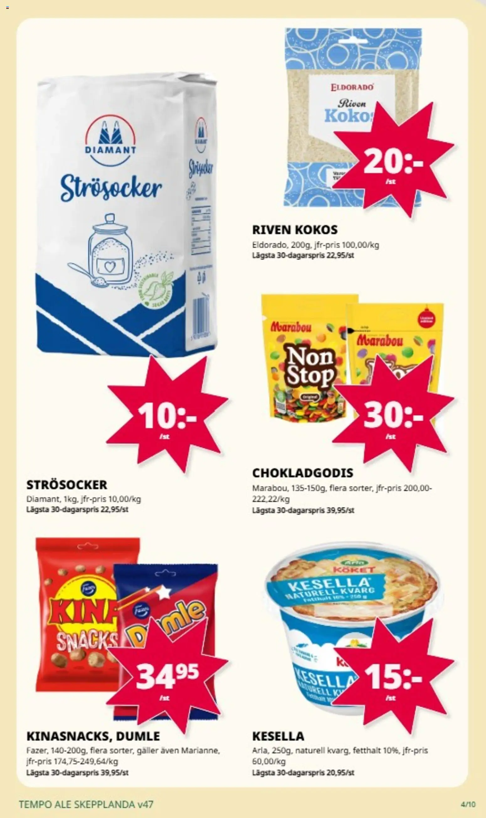 Tempo reklamblad aktuell från 17.11.2025 | Sida: 4 | Produkter: Strösocker, Galler, Kvarg