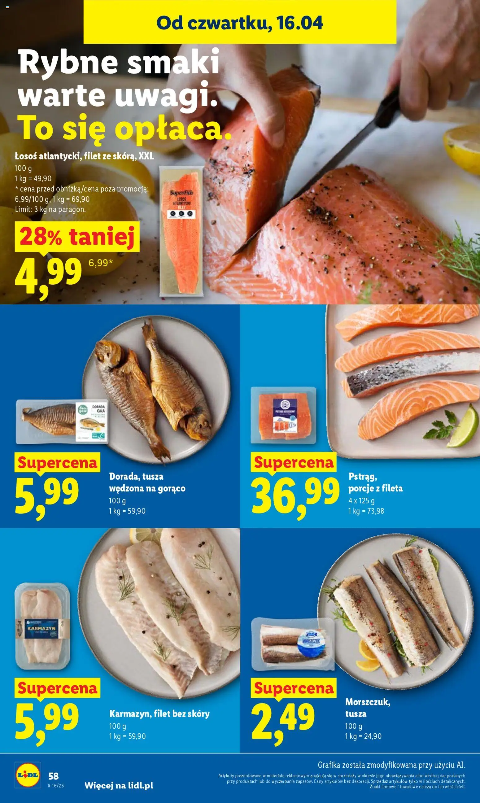Lidl gazetka od 16.04.2026 | Strona: 58 | Produkty: Łosoś, Dorada