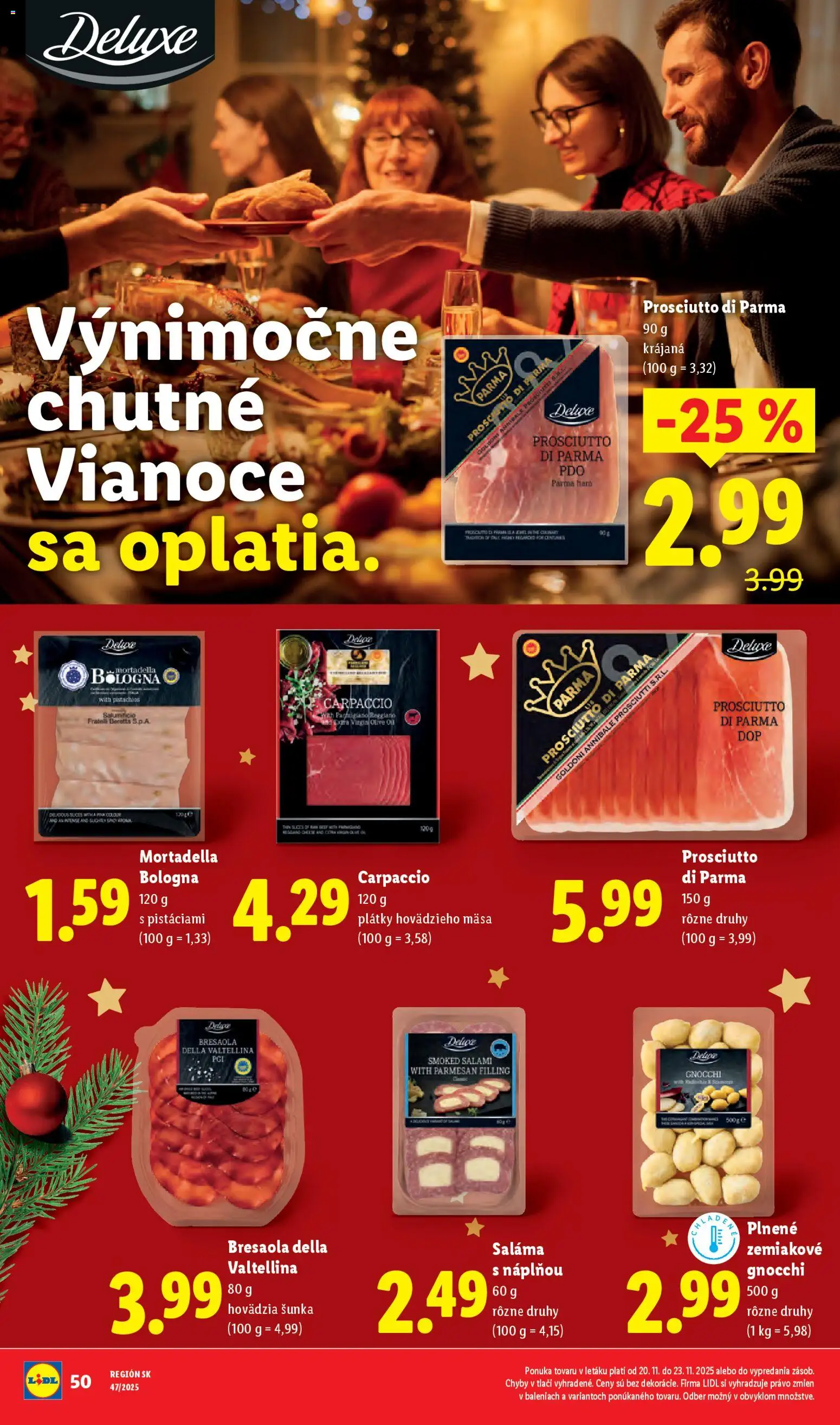 Nové Lidl akcie – leták je platný od 20.11.2025 | Strana: 18 | Produkty: Saláma, Šunka