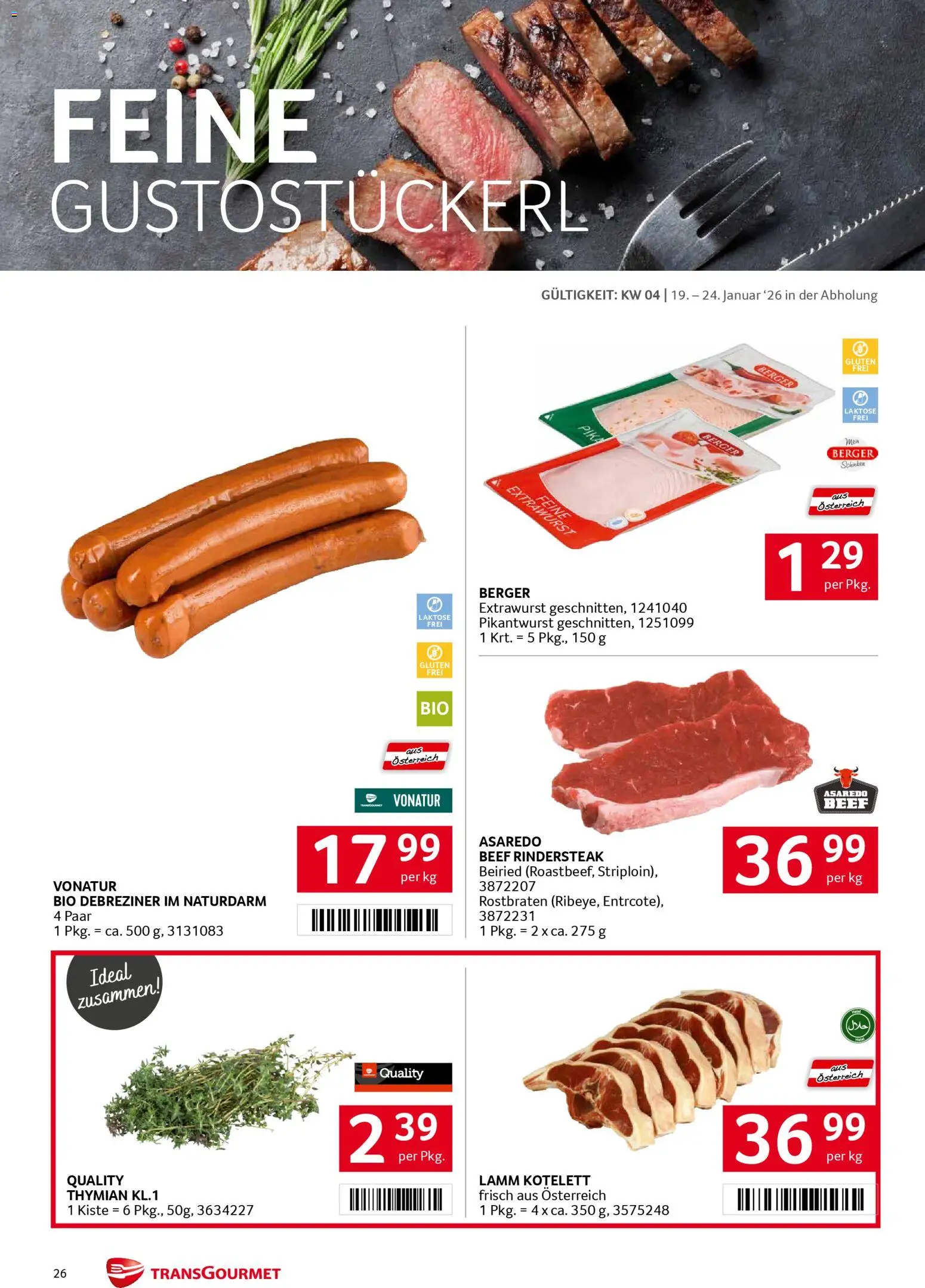 Transgourmet Flugblatt gültig ab 19.01.2026 | Seite: 26 | Produkte: Schinken