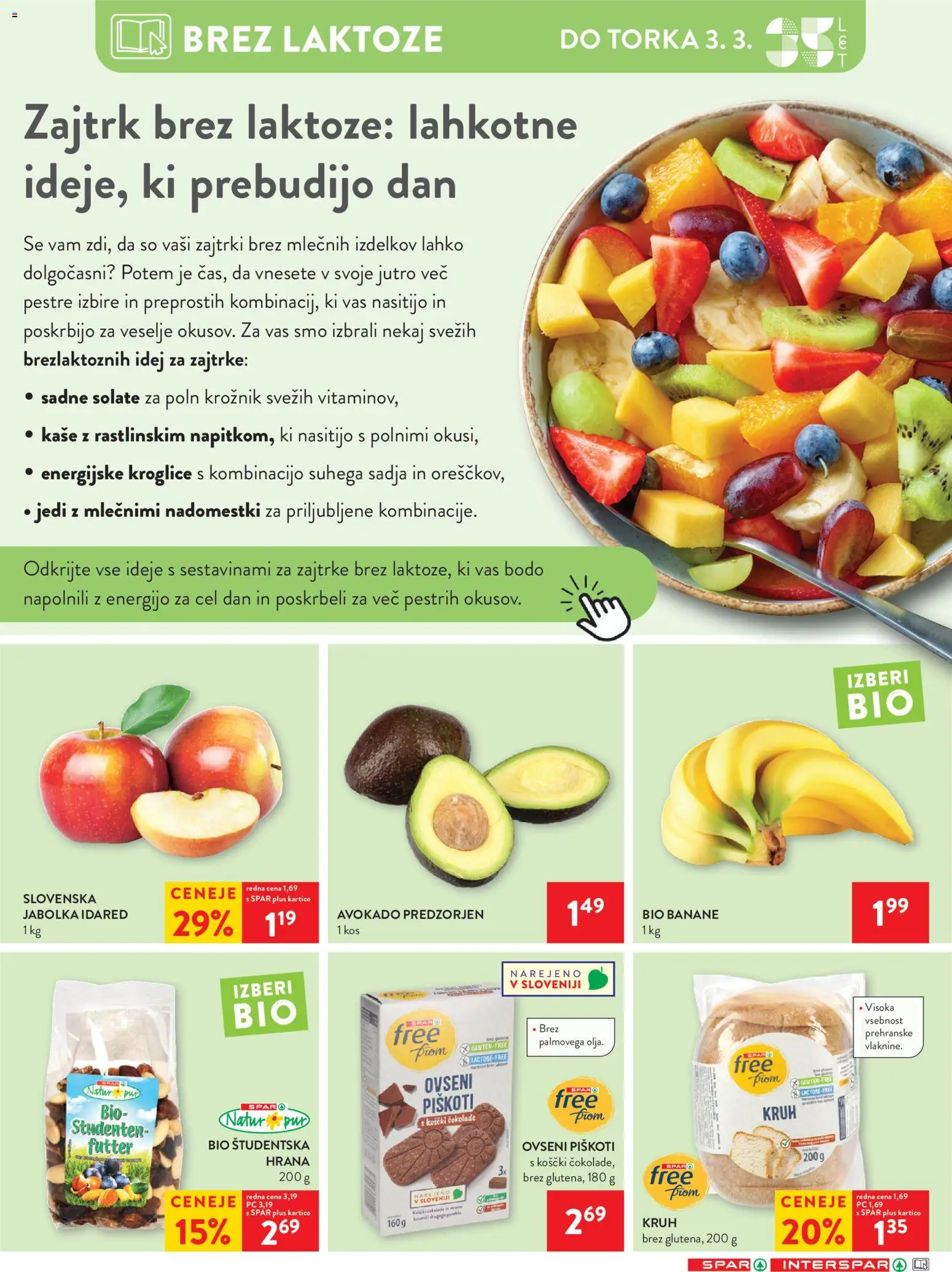 Novi Spar katalog ponudbe – veljaven od 25.02.2026 | Stran: 18 | Izdelki: Kruh, Jabolka, Banane, Piskoti