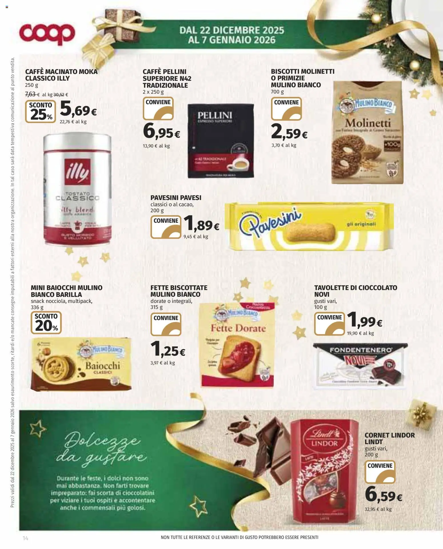 Volantino COOP del 22.12.2025 | Pagina: 14 | Prodotti: Data, Fette biscottate, Cioccolatini, Macinato