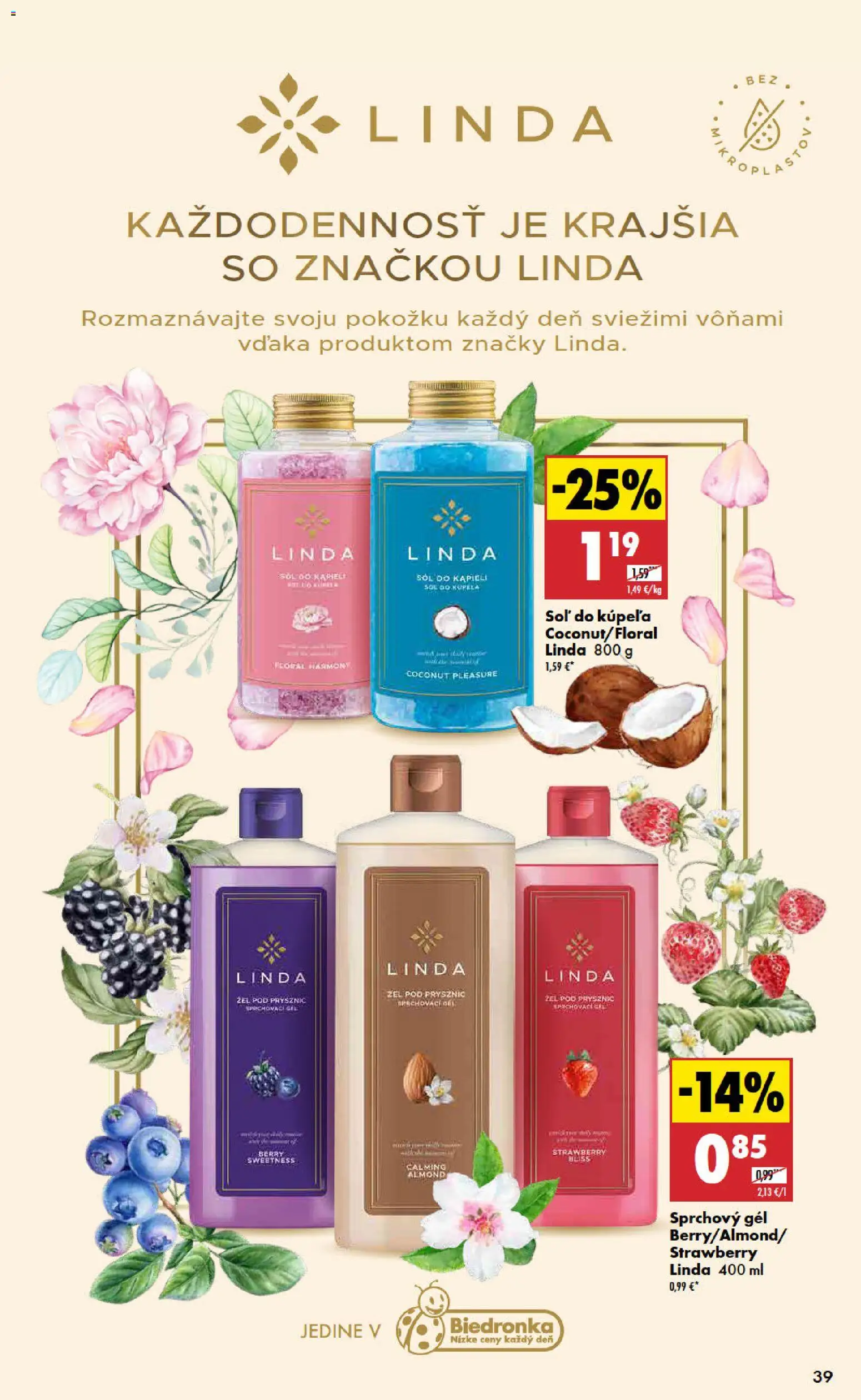 Nové Biedronka akcie – leták je platný od 15.01.2026 | Strana: 39 | Produkty: Sprchový gél, Soľ